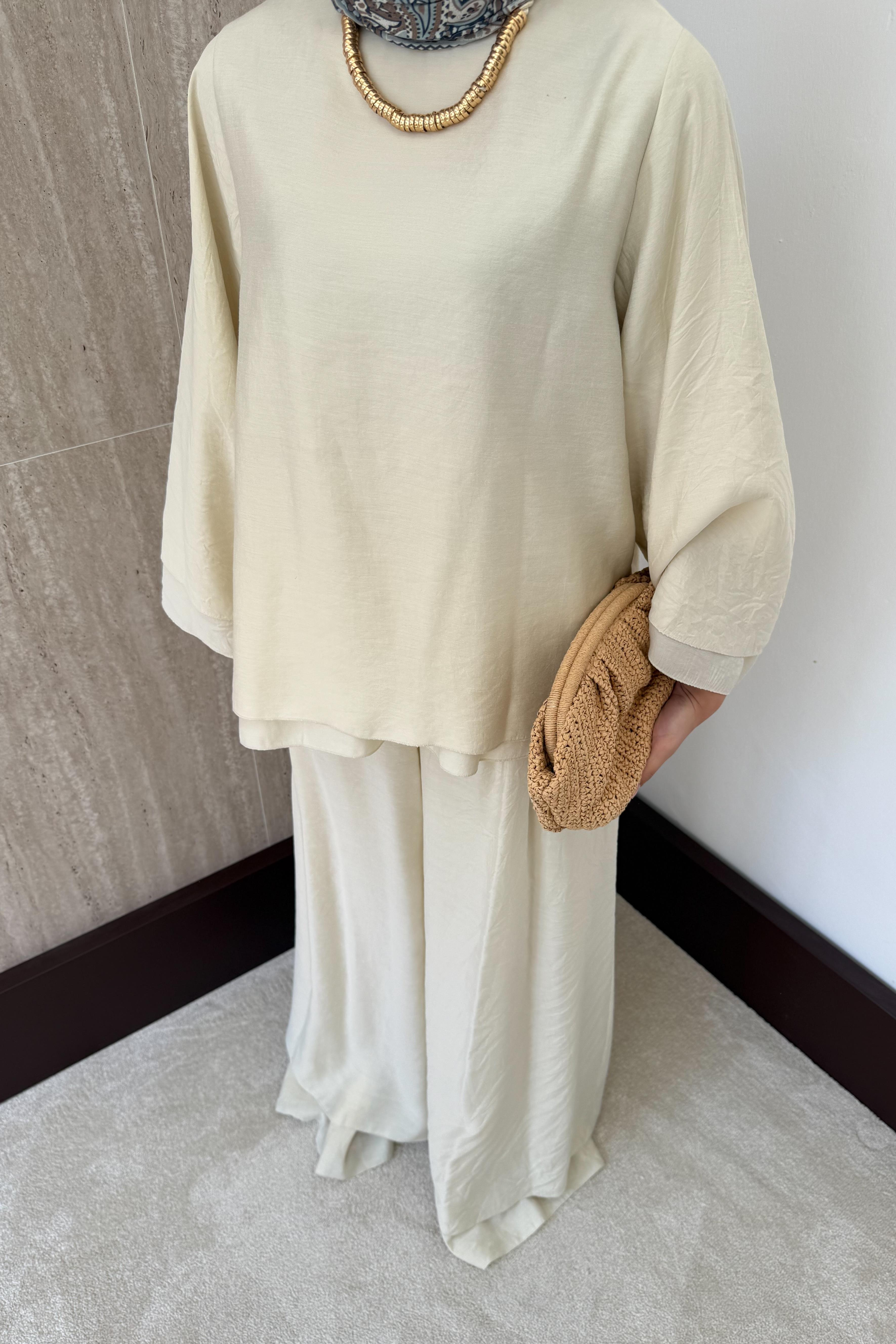 Stella Pantolonlu Takım - Krem
