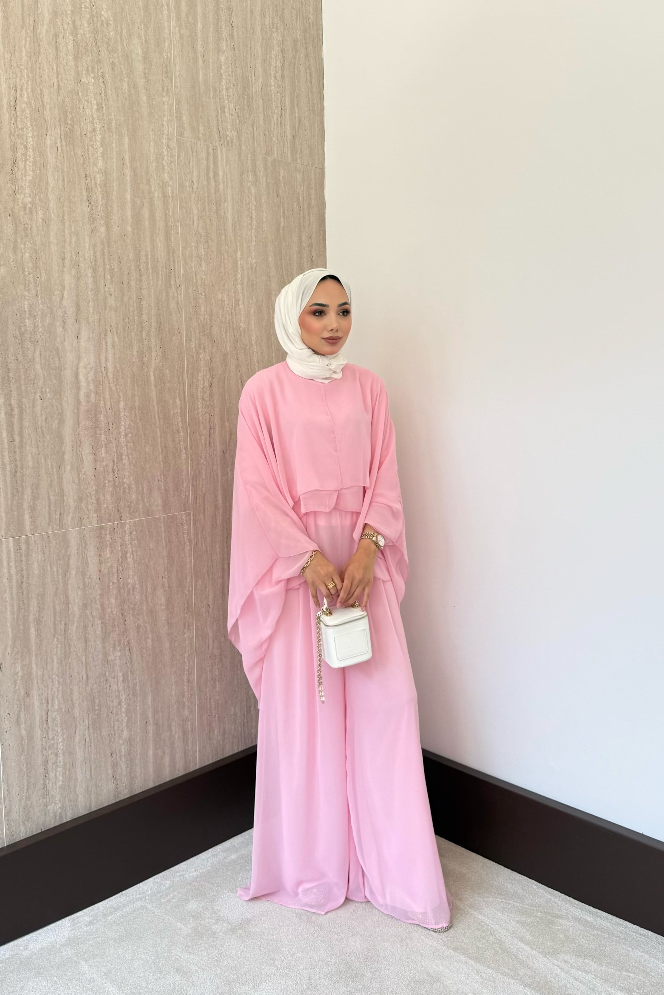 Stella Şifon Pantolonlu Takım - Pembe