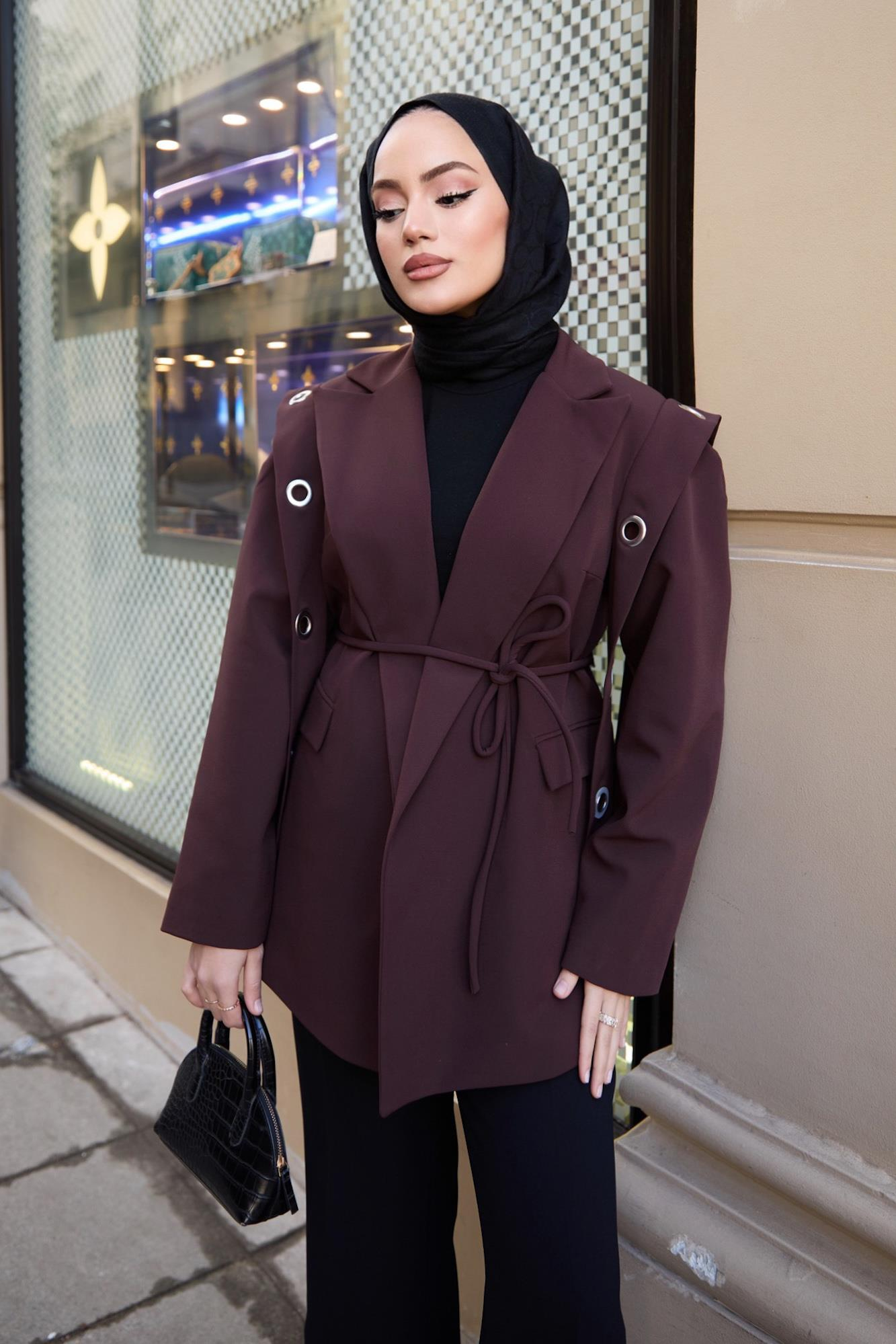 Tasarım Blazer Ceket - Kahve