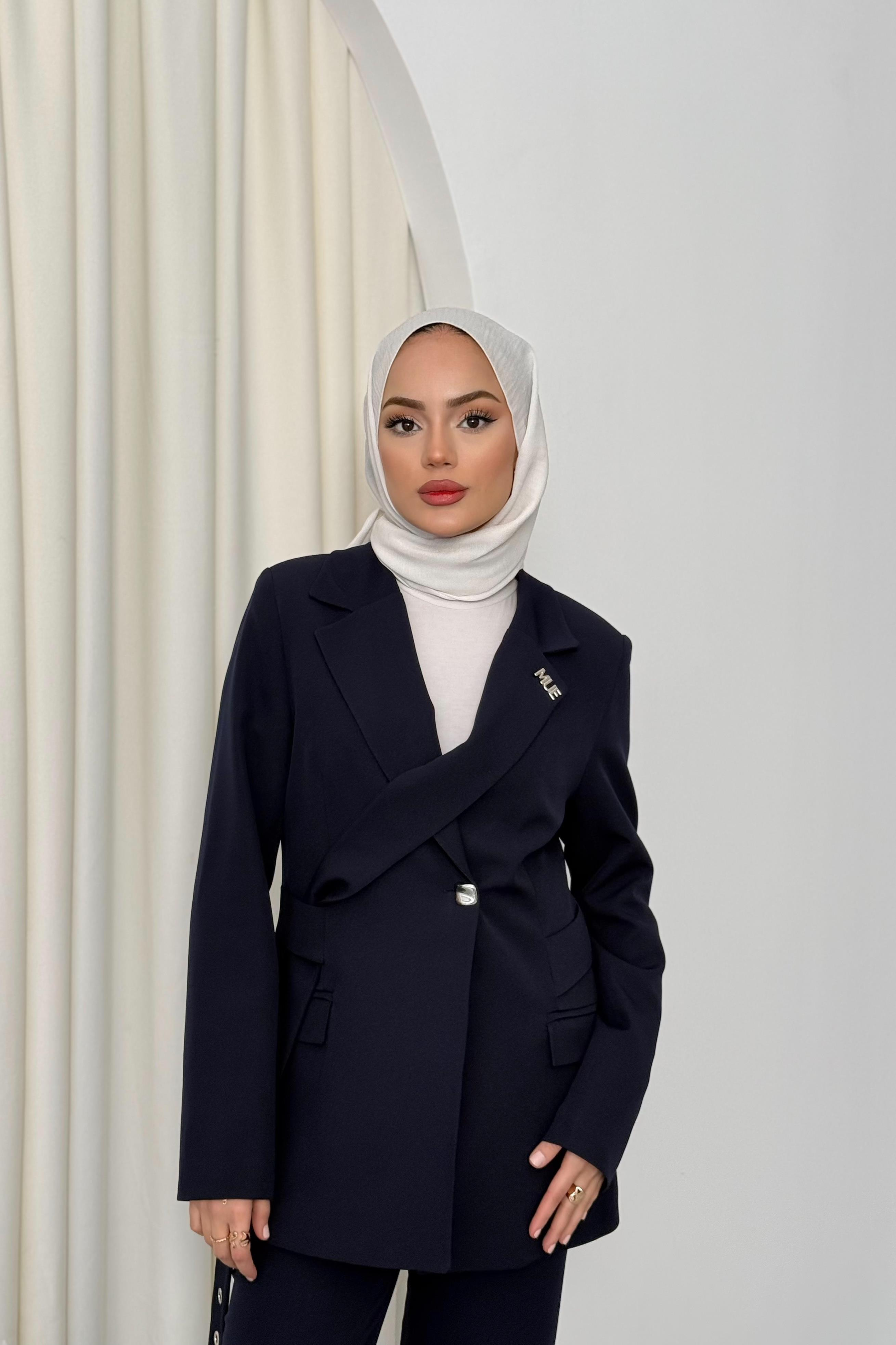 Tasarım Kruvaze Yakalı Takım - Lacivert