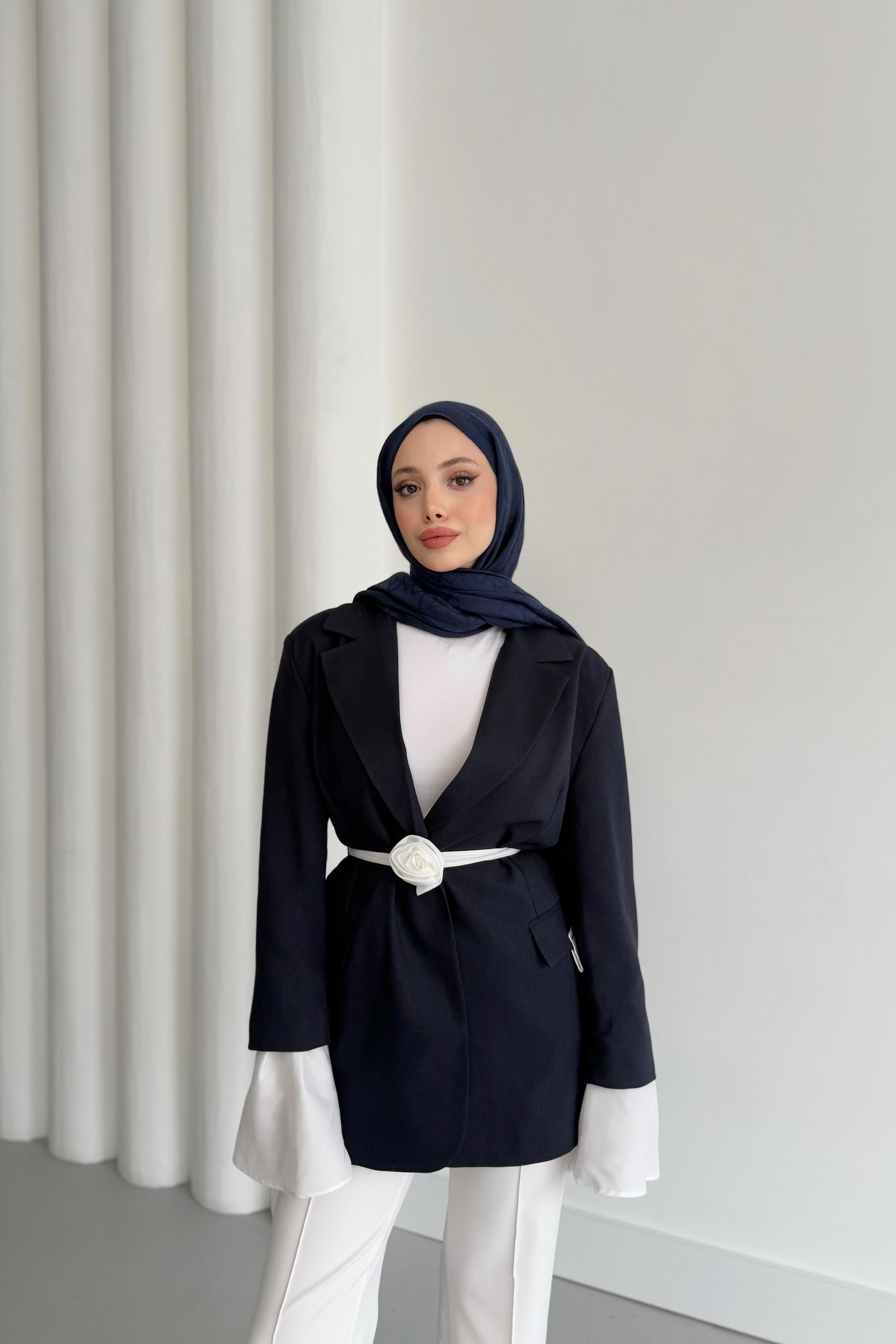 Volan Kol Blazer Ceket - Lacivert