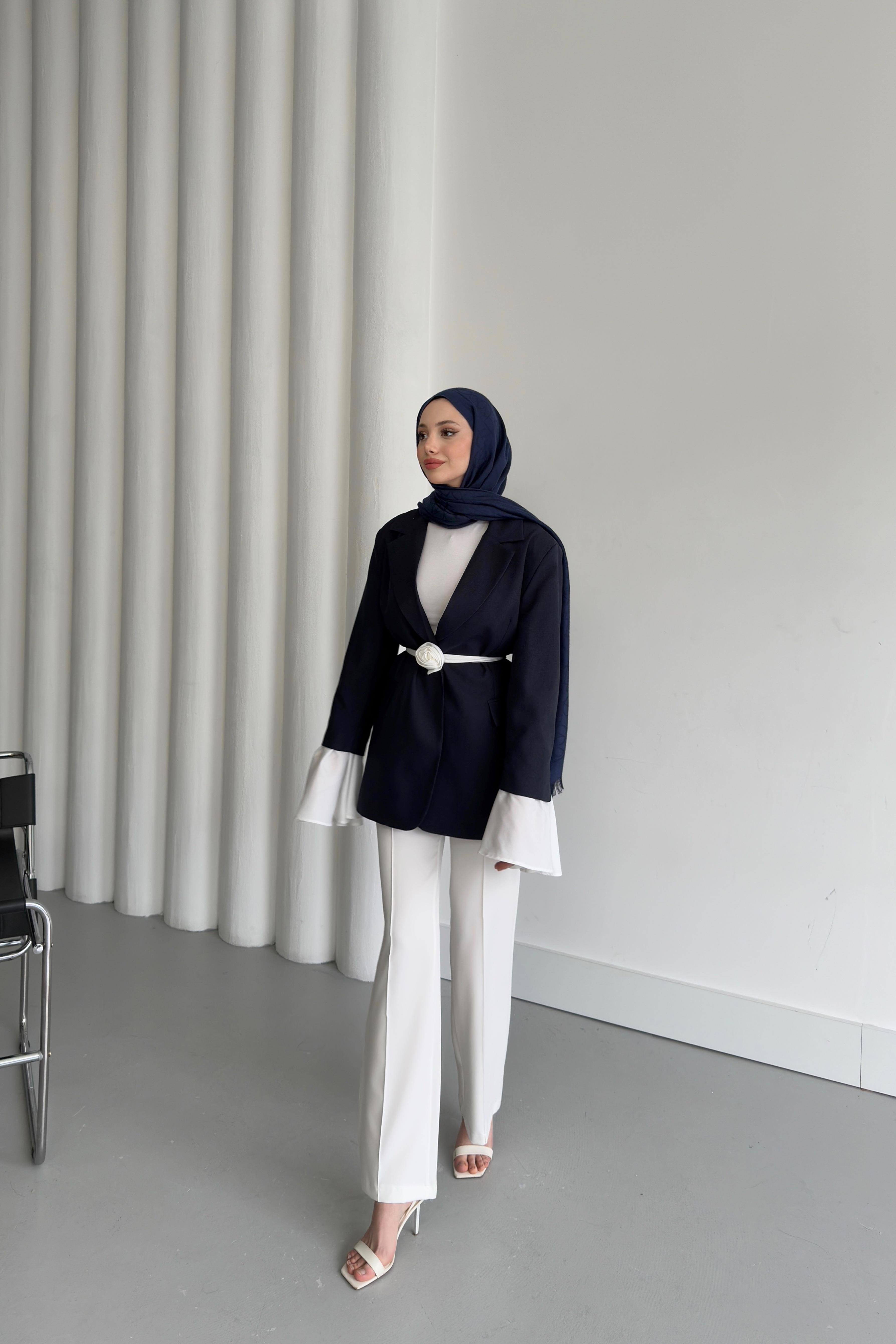 Volan Kol Blazer Ceket - Lacivert