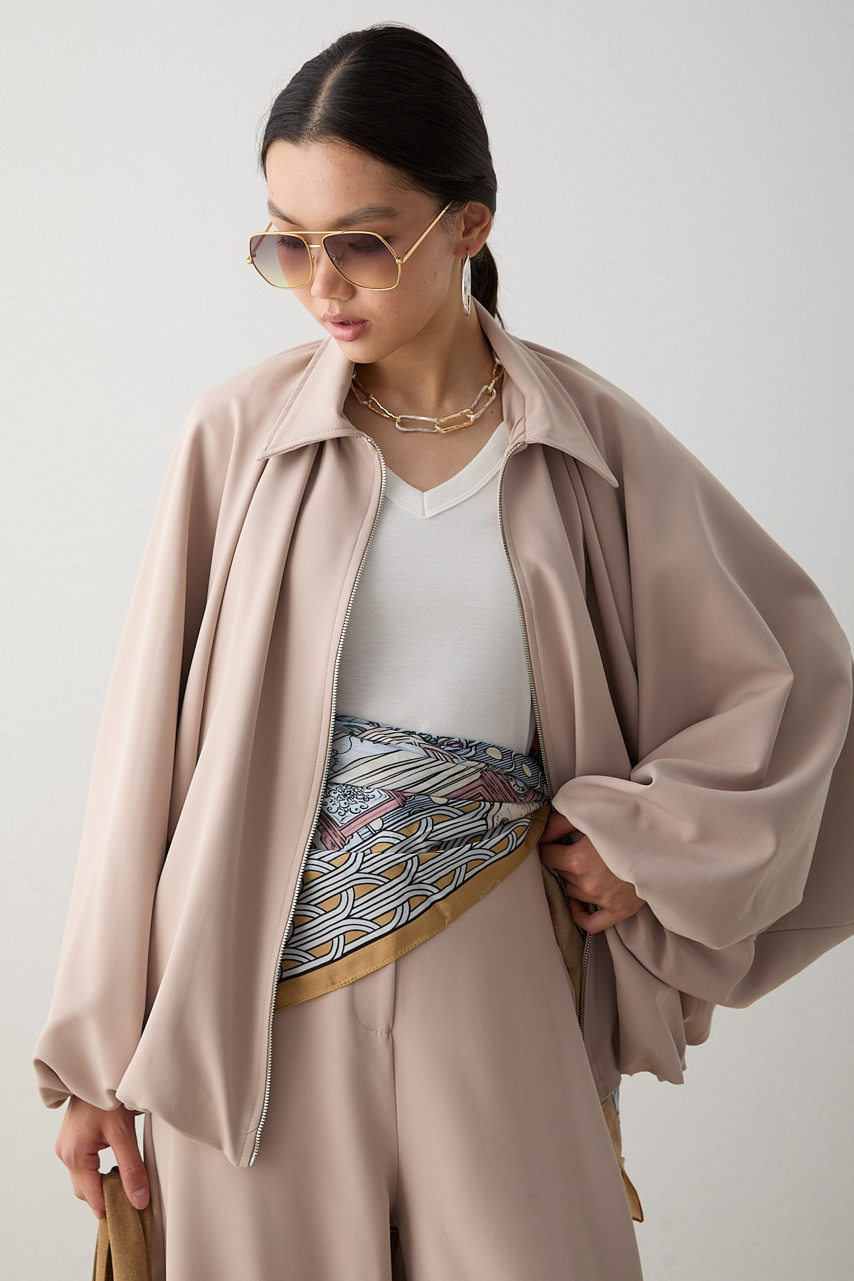 Yarasa Kol Oversize Takım - Bej