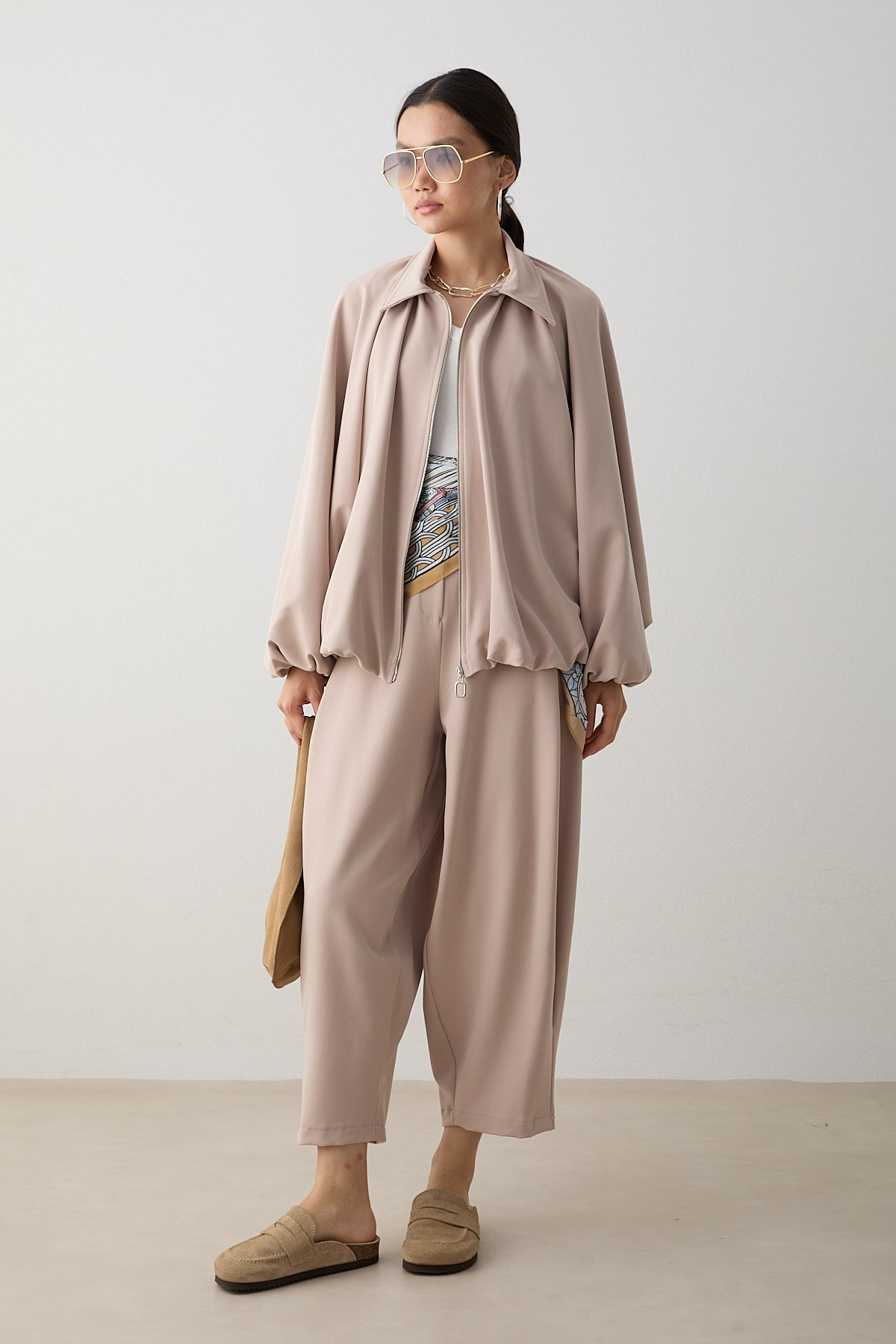 Yarasa Kol Oversize Takım - Bej