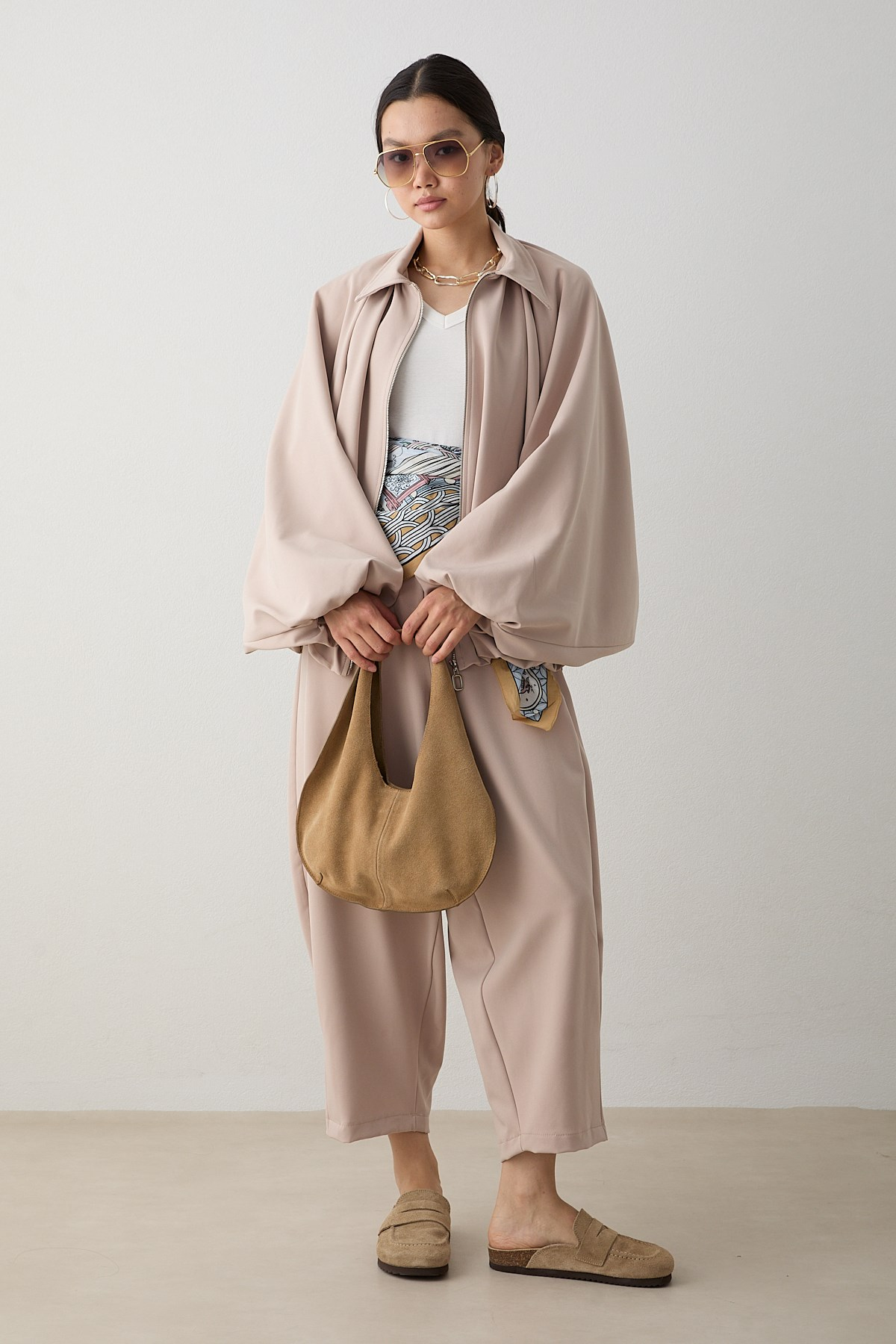 Yarasa Kol Oversize Takım - Bej