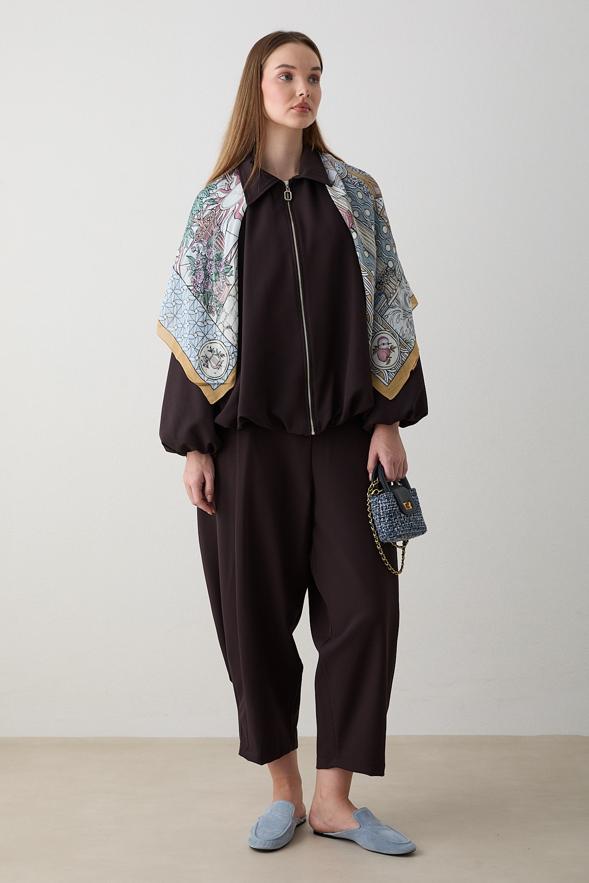 Yarasa Kol Oversize Takım - Kahve