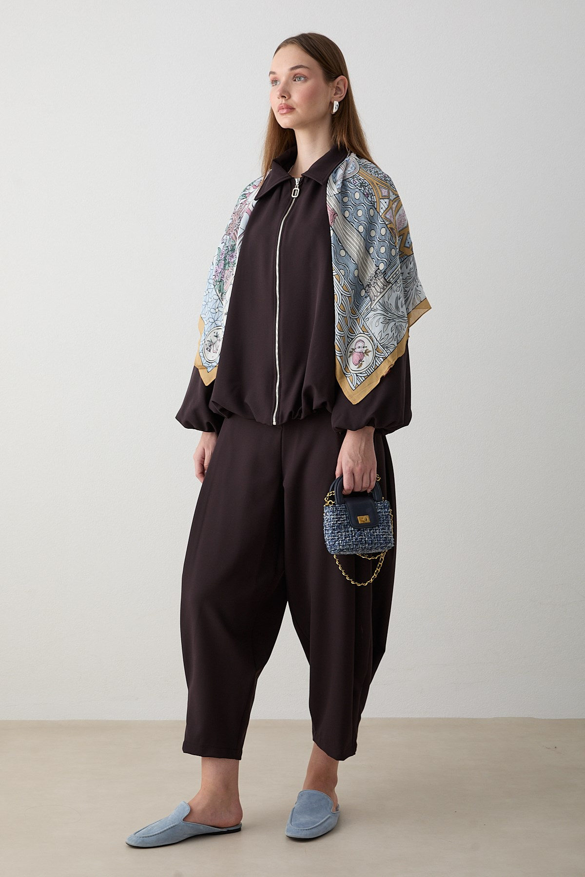 Yarasa Kol Oversize Takım - Kahve