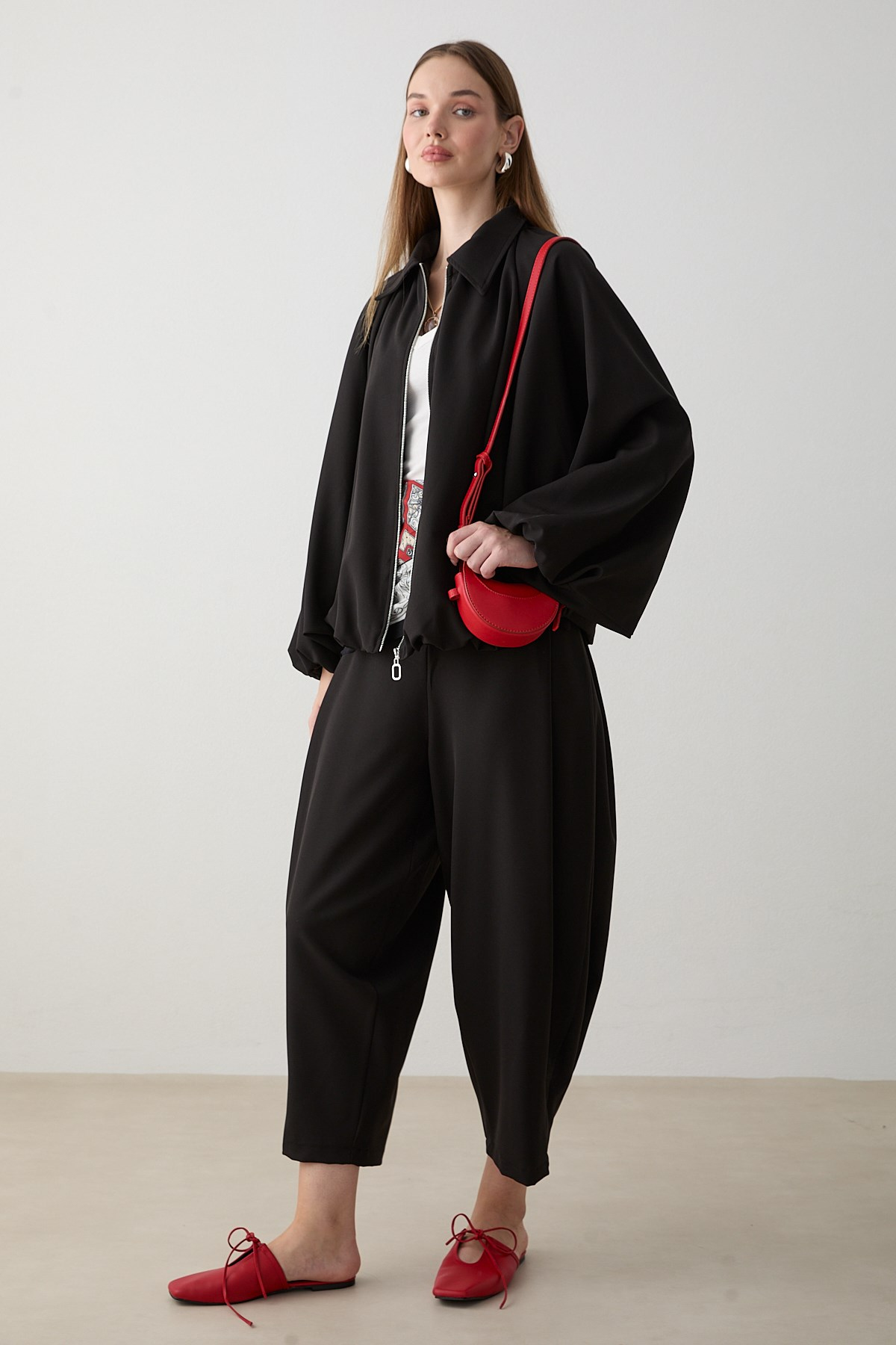Yarasa Kol Oversize Takım - Siyah