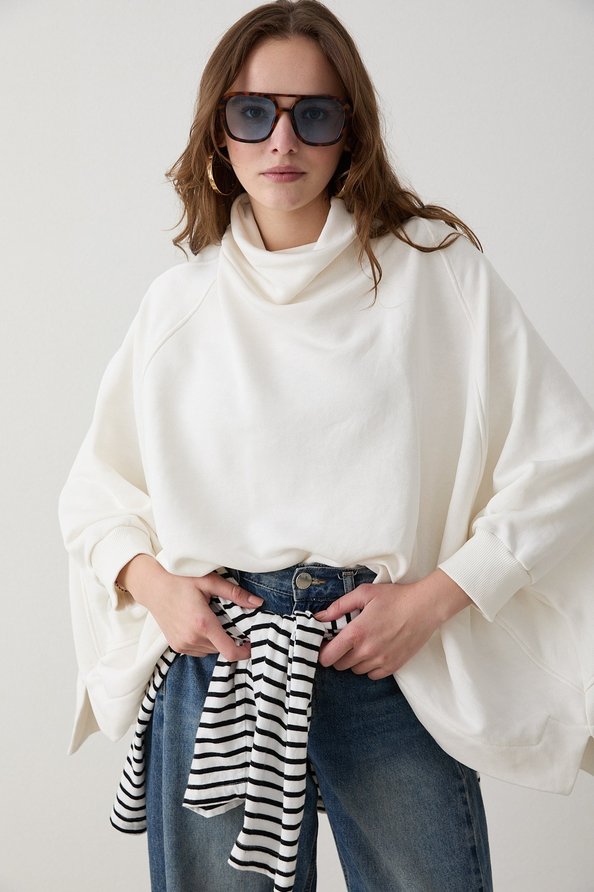 Yarasa Kol Sweatshirt - Ekru