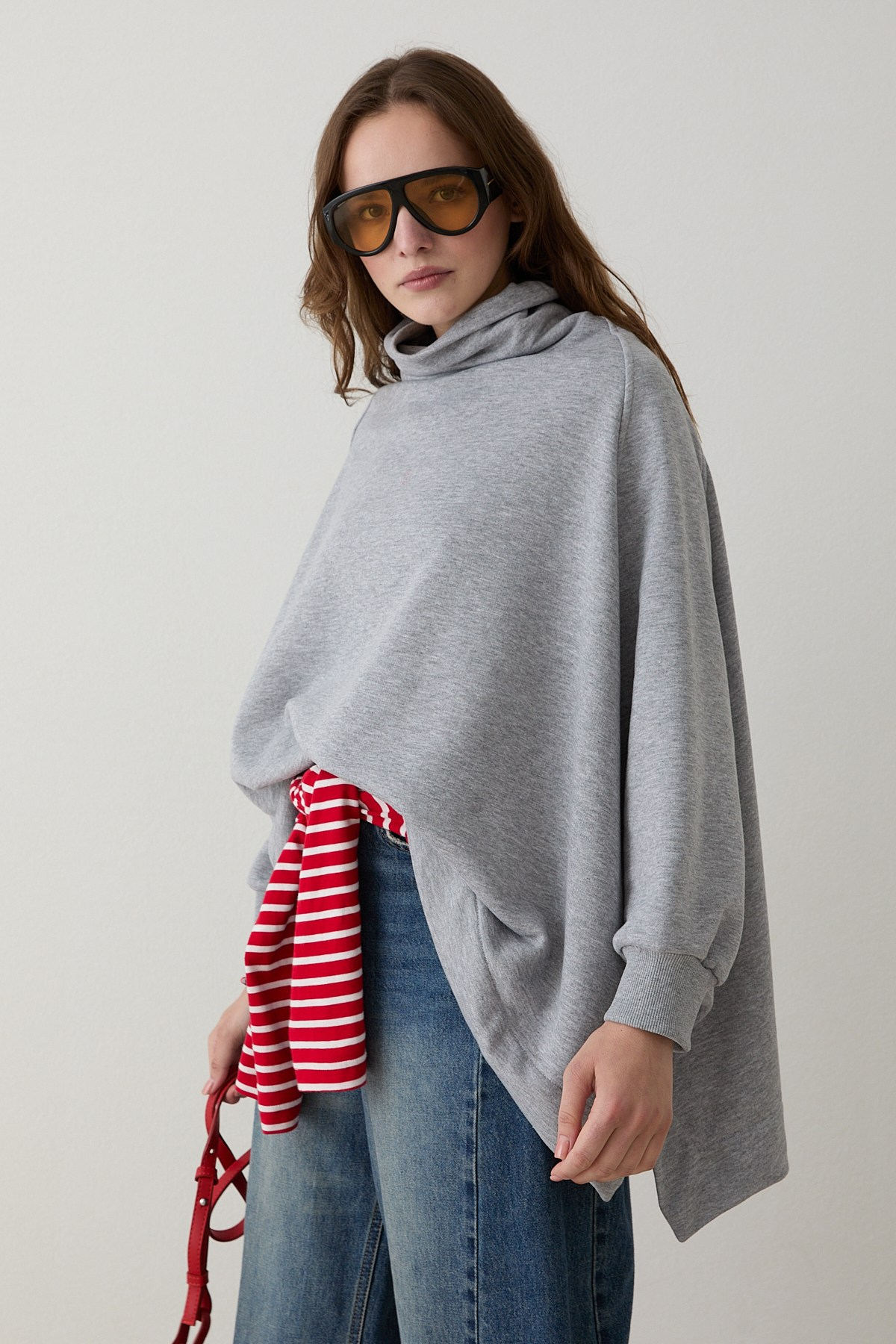 Yarasa Kol Sweatshirt - Gri
