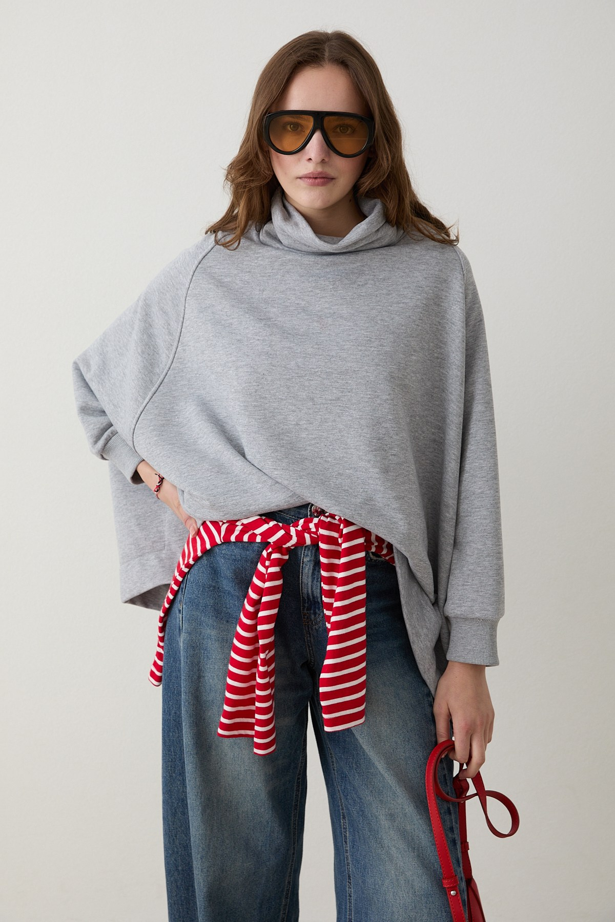 Yarasa Kol Sweatshirt - Gri