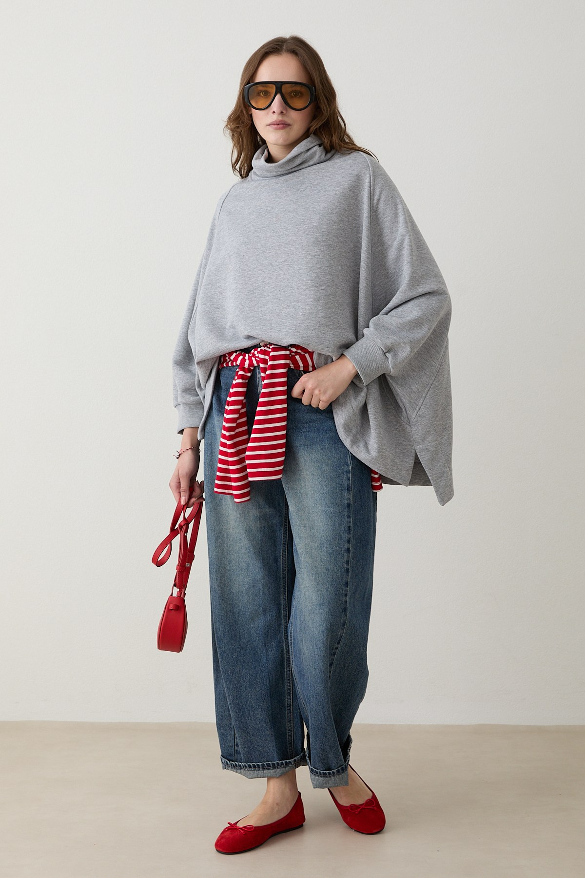 Yarasa Kol Sweatshirt - Gri