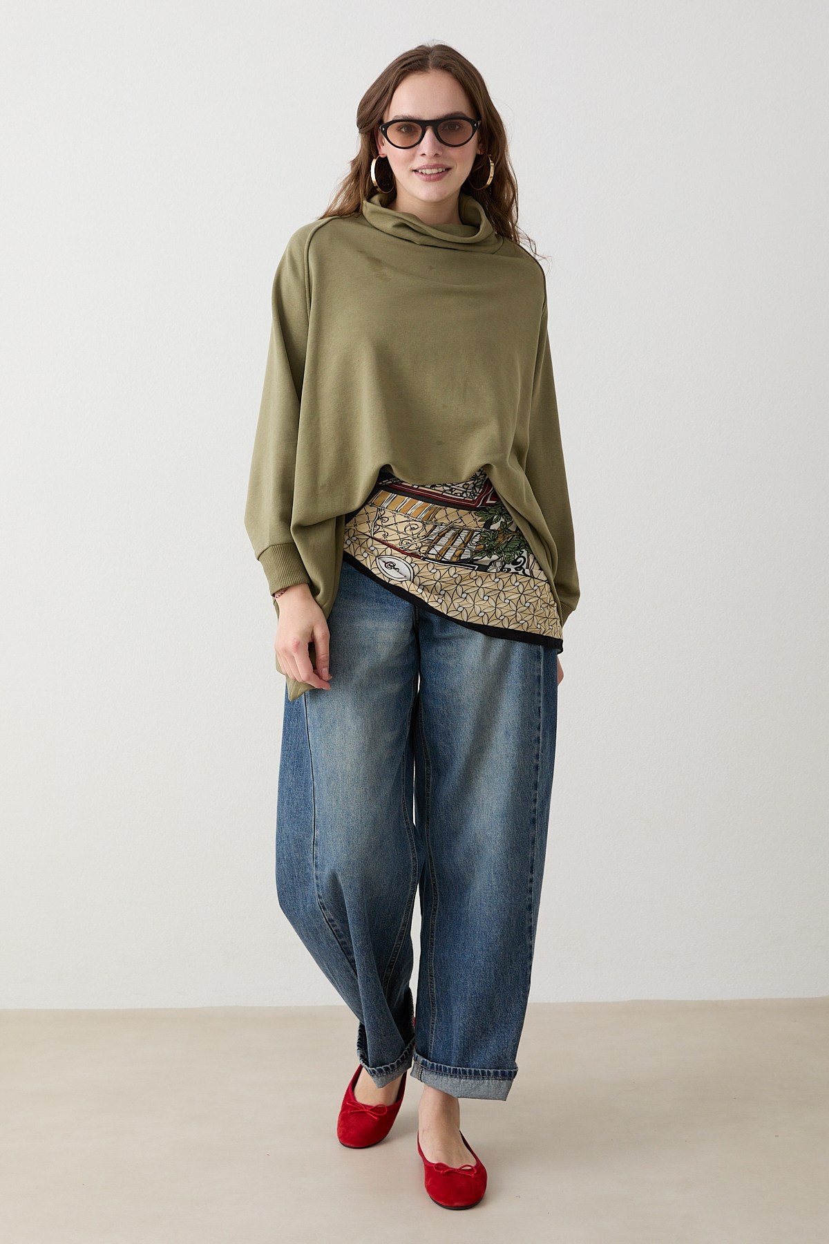 Yarasa Kol Sweatshirt - Haki