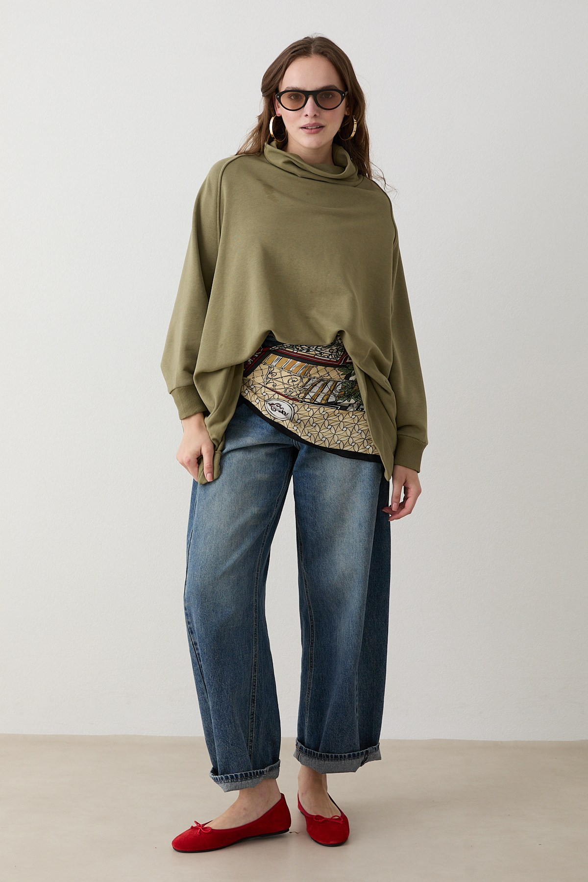 Yarasa Kol Sweatshirt - Haki