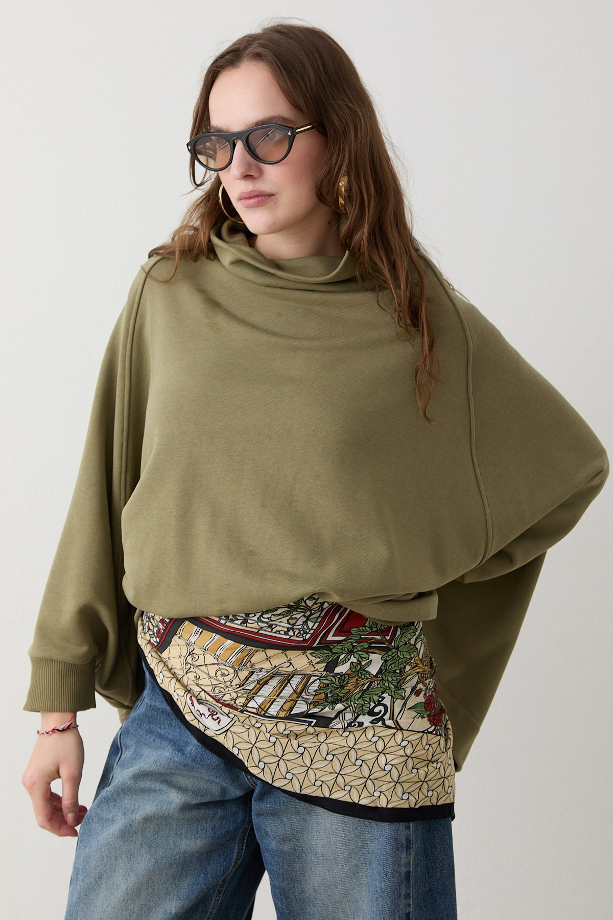 Yarasa Kol Sweatshirt - Haki