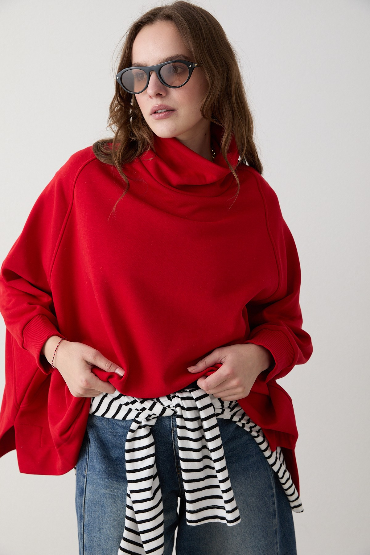 Yarasa Kol Sweatshirt - Kırmızı