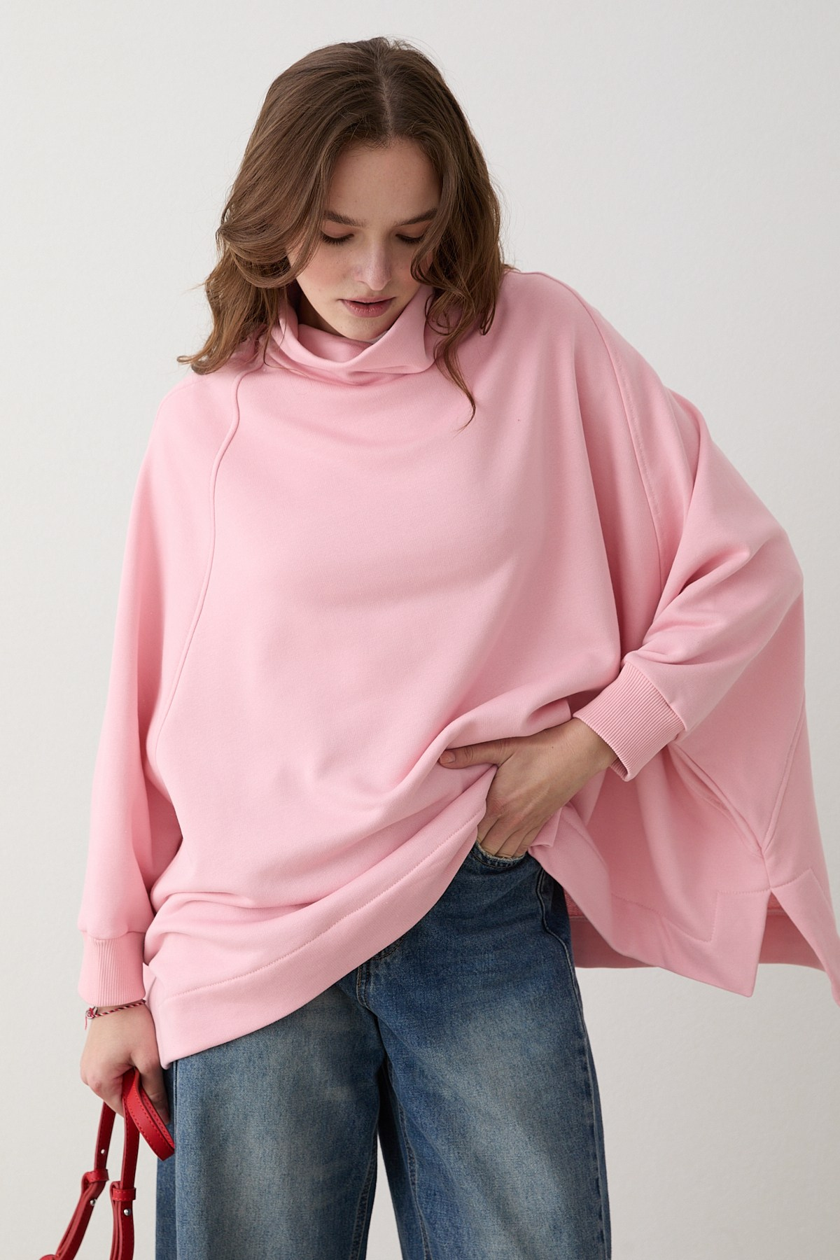 Yarasa Kol Sweatshirt - Pudra