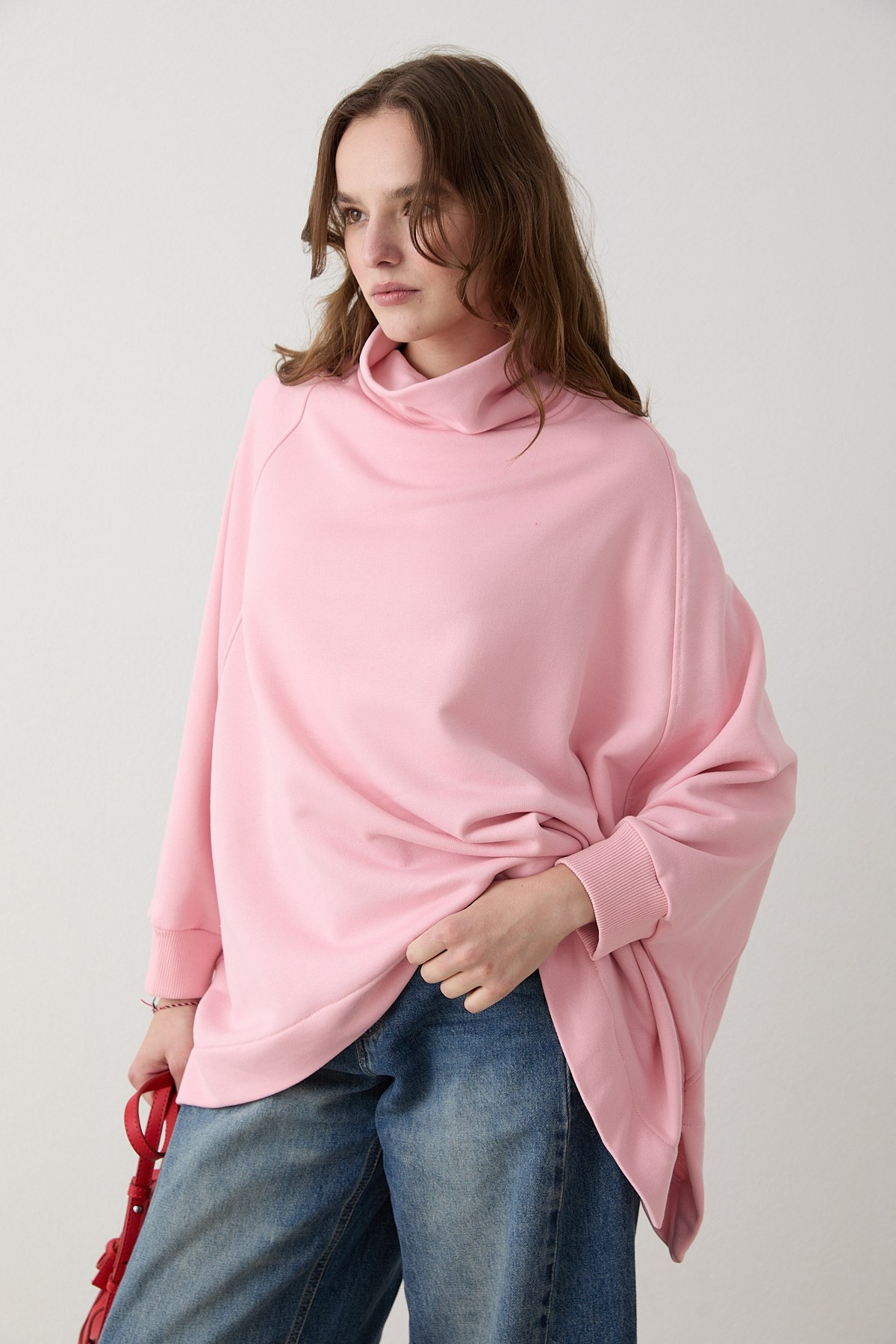 Yarasa Kol Sweatshirt - Pudra