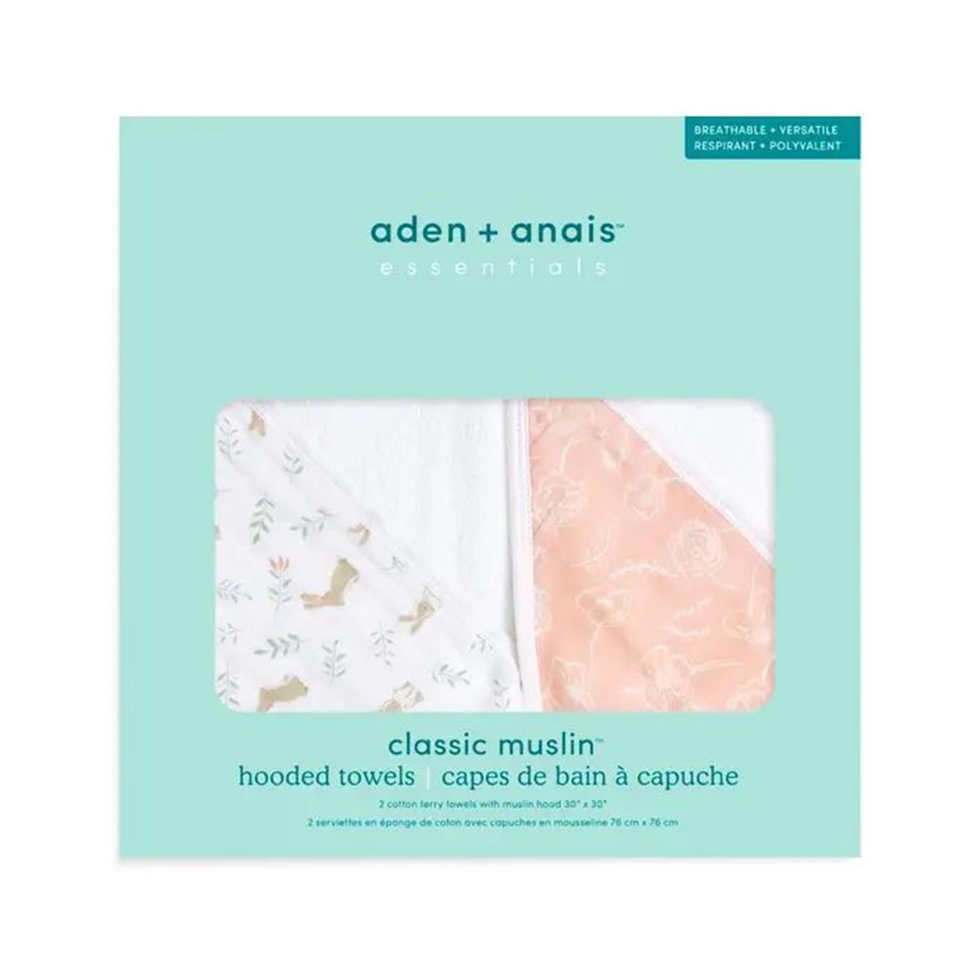 Aden & Anais - Blushing Bunnies Şapkalı Banyo Havlusu 2'li Set
