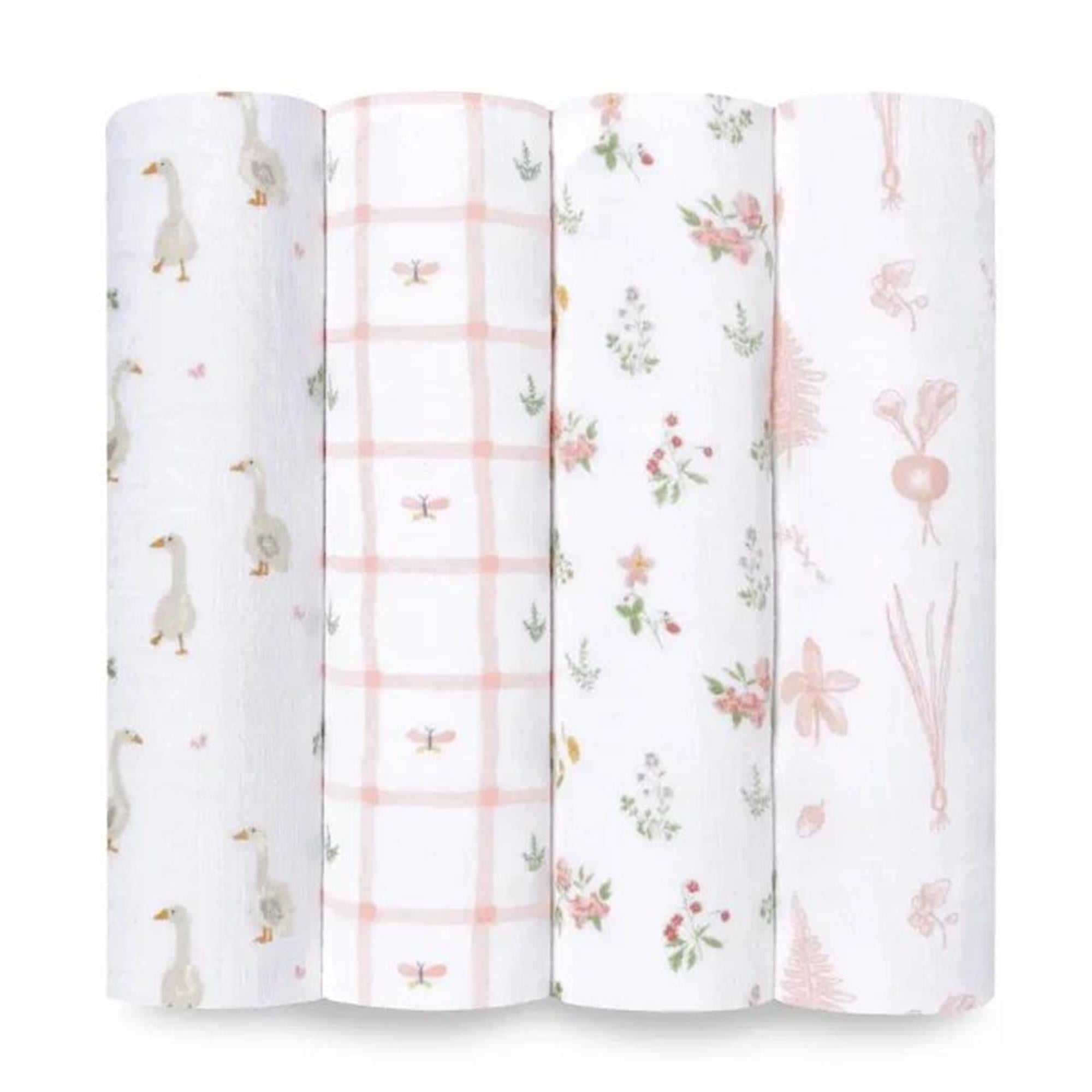 Aden & Anais - Country Floral Pamuklu Kundak Örtüsü 4'lü Set