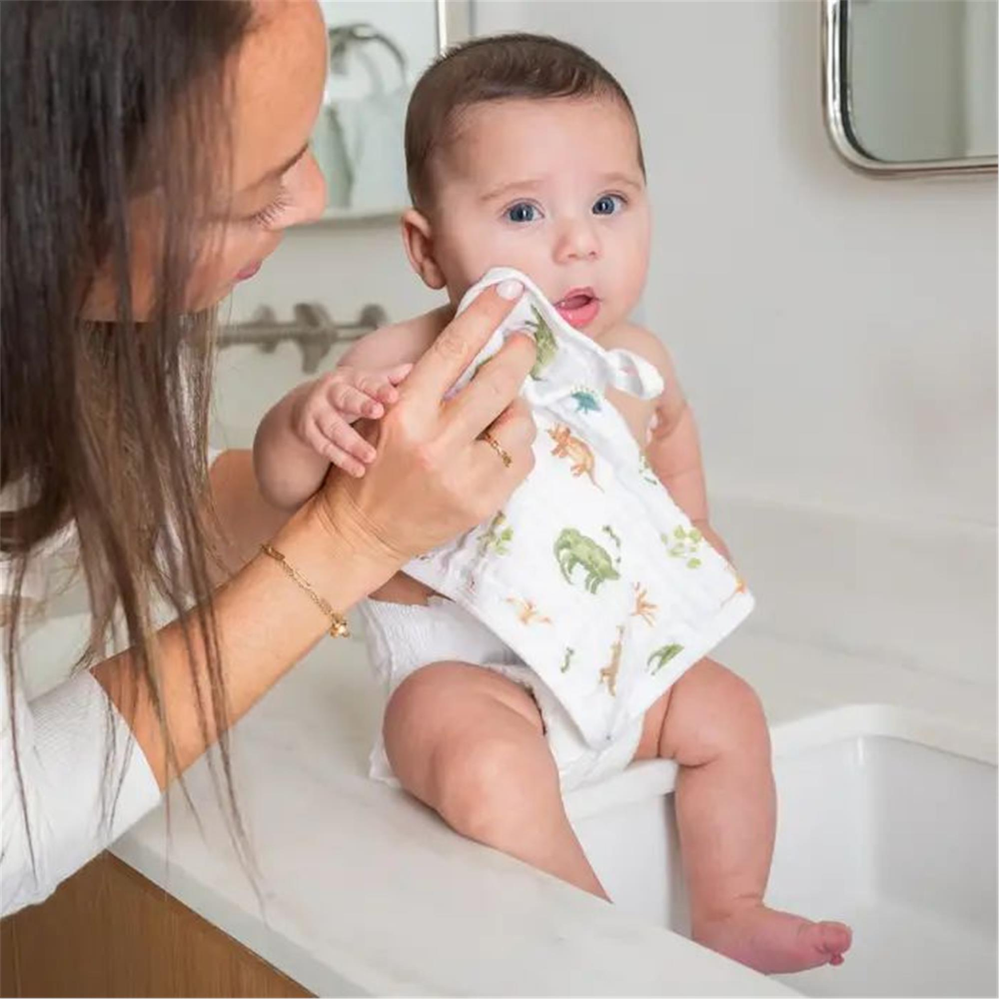 Aden & Anais - Dino Jungle Şapkalı Banyo Havlusu 2'li Set