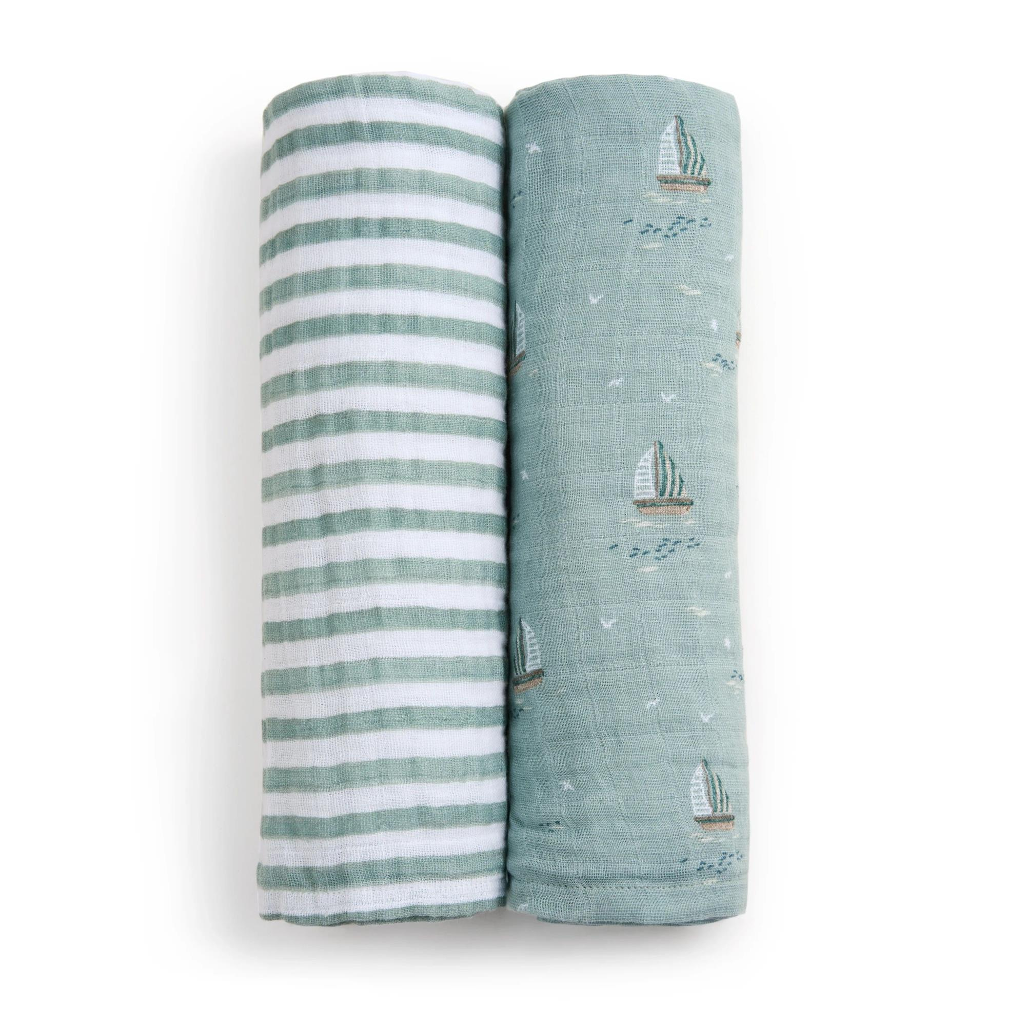 Aden & Anais - Sailing Seas 2'li Organik Pamuklu Müslin Set