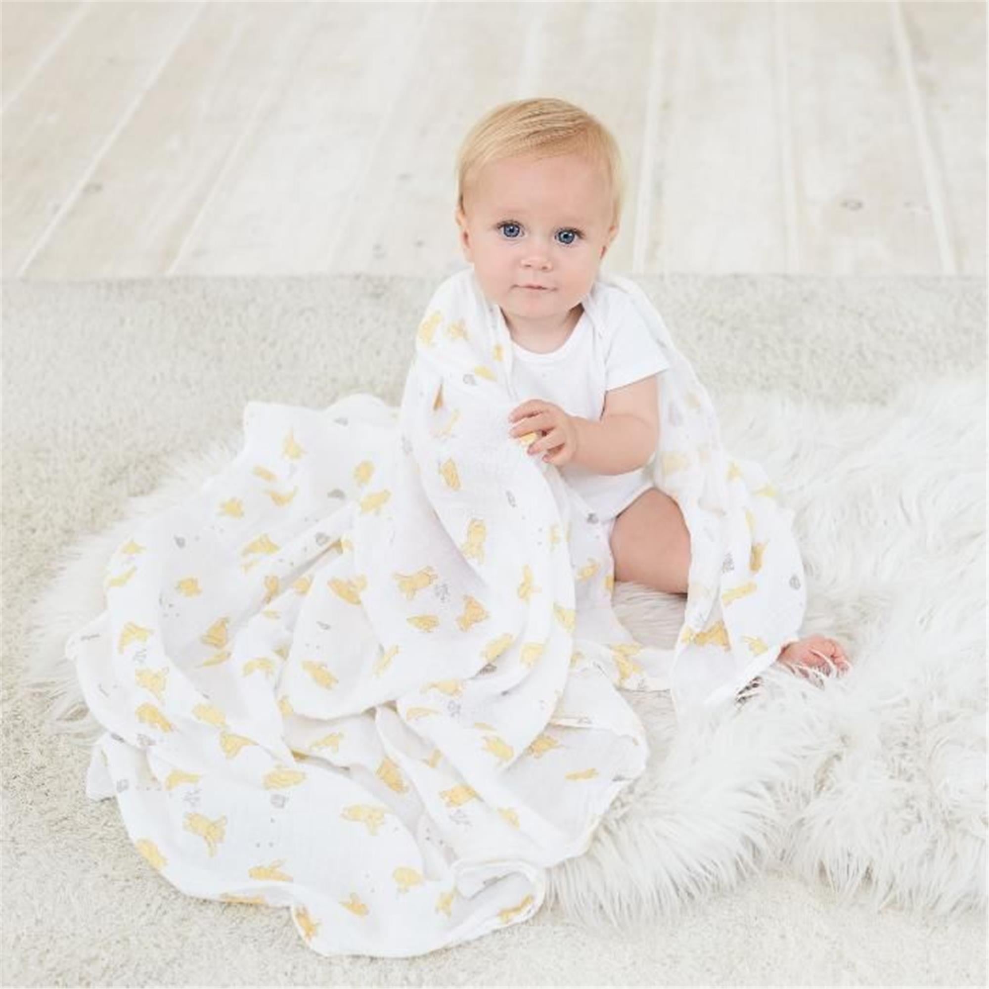 Aden & Anais - Winnie + Friends Pamuklu Kundak Örtüsü 4'lü Set