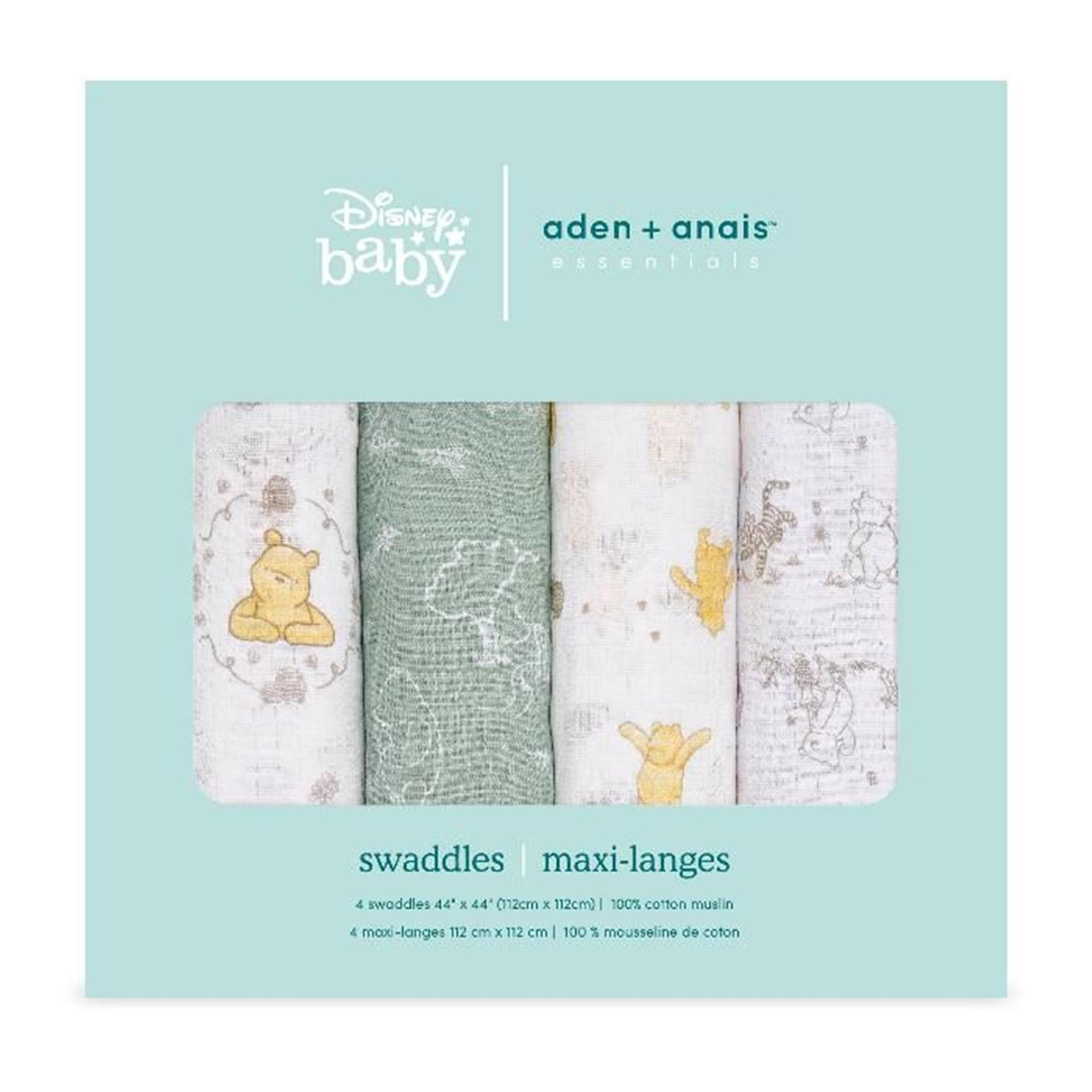 Aden & Anais - Winnie + Friends Pamuklu Kundak Örtüsü 4'lü Set