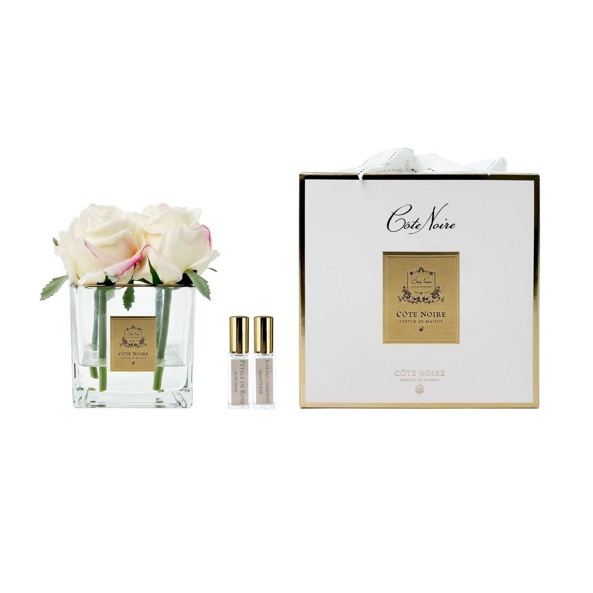 Cote Noire - 4 Güllü Doğal Dokulu Koku Şeffaf Vazo