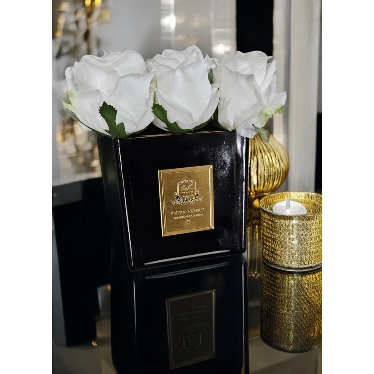 Cote Noire - 9 Güllü Beyaz Koku Siyah Vazo