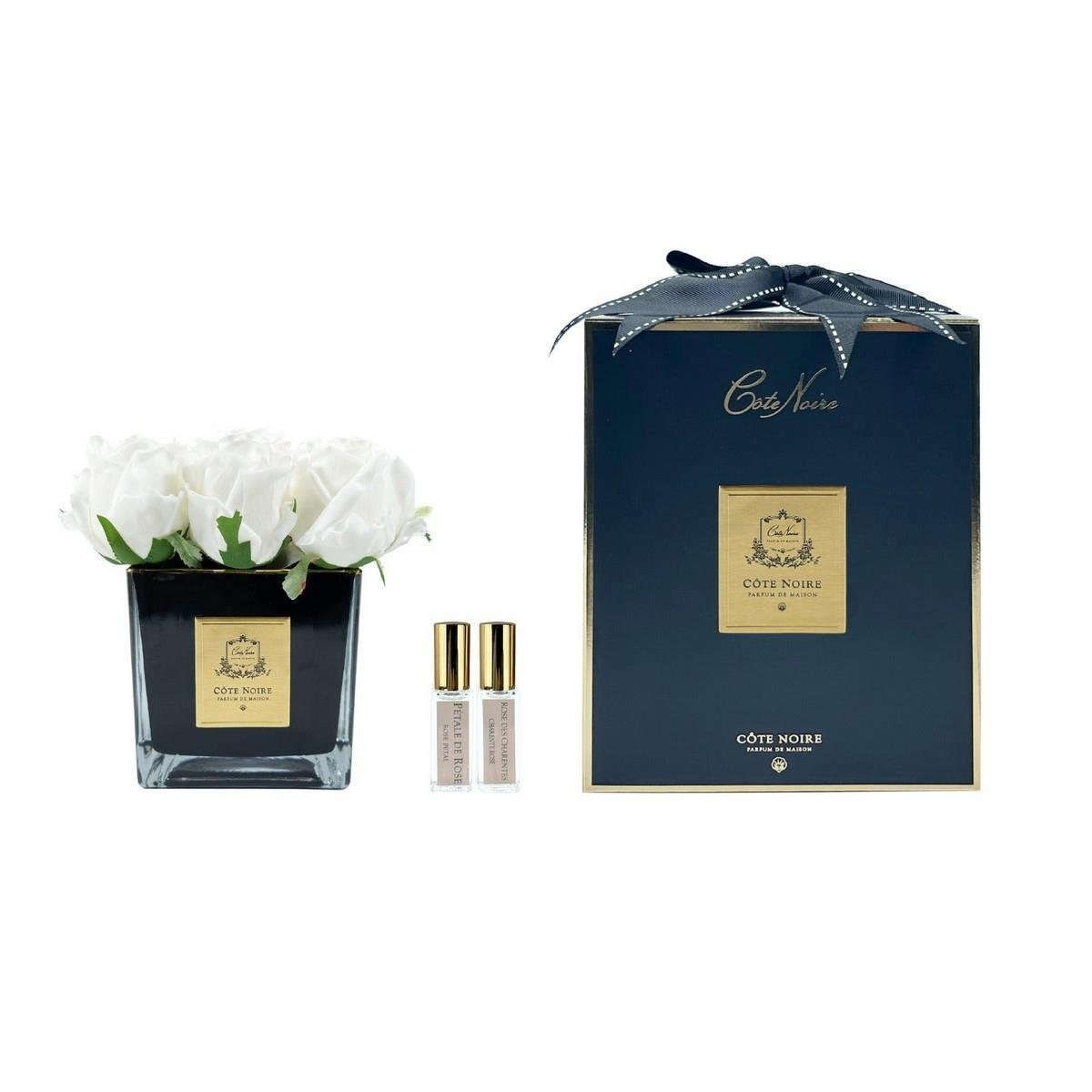 Cote Noire - 9 Güllü Beyaz Koku Siyah Vazo