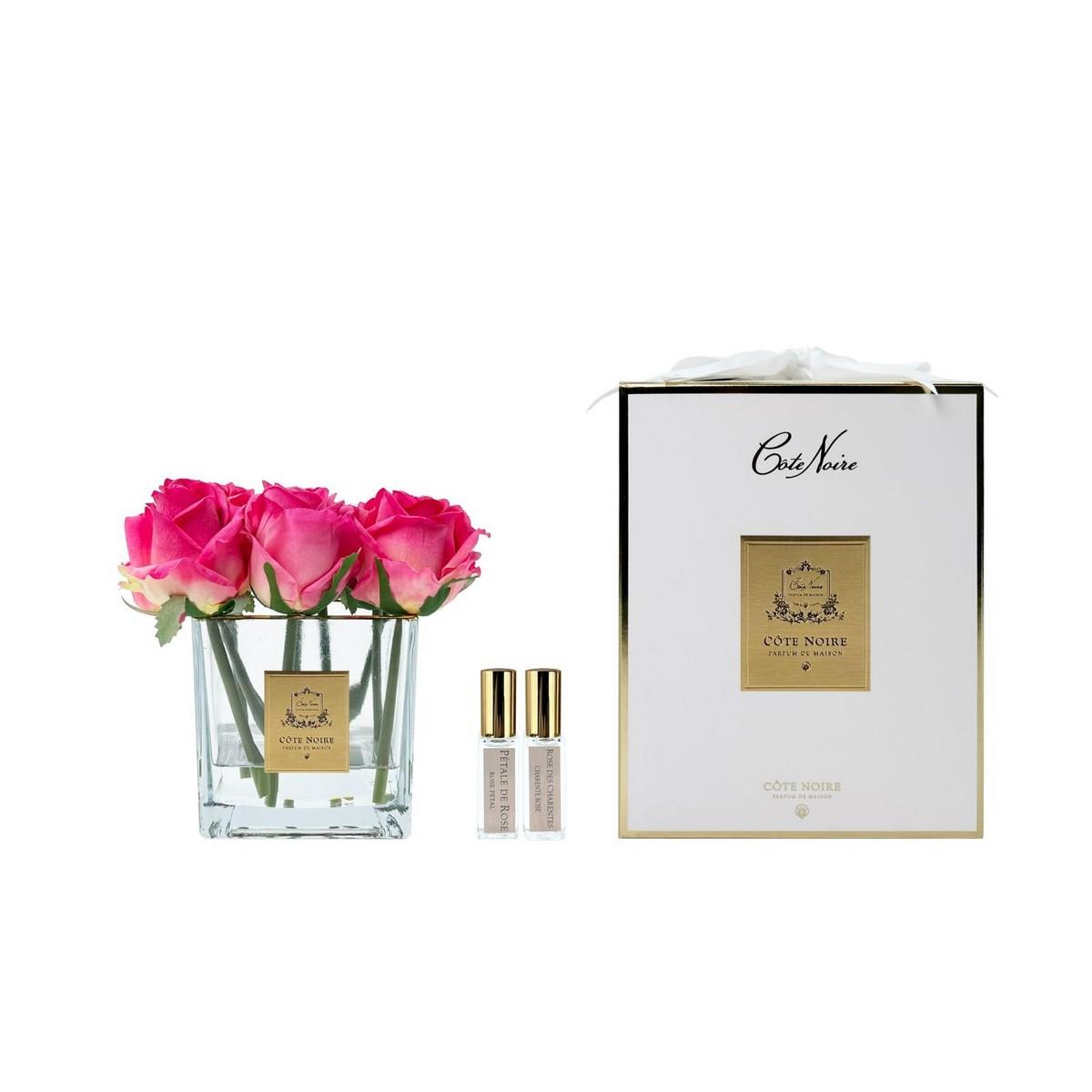 Cote Noire - 9 Güllü Fuşya Koku Şeffaf Vazo