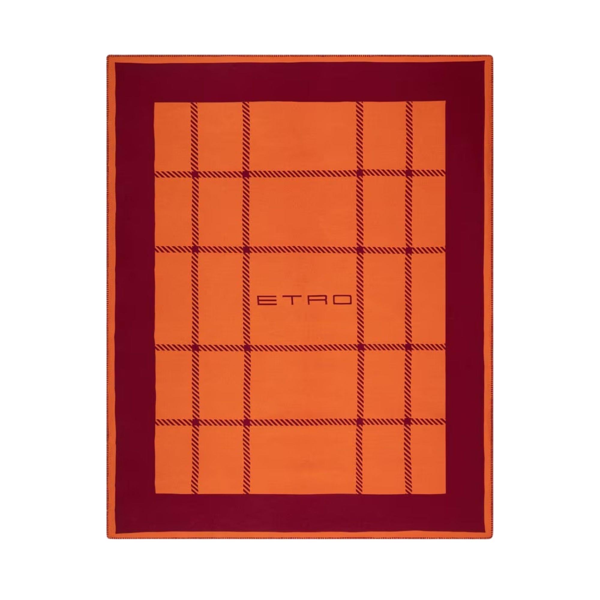 Etro - Arancione Tartan Koltuk Şalı