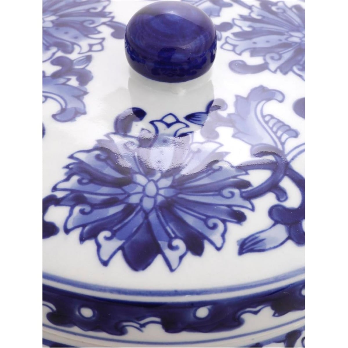 Fancy - Blue Blanc Porselen Kapaklı Vazo