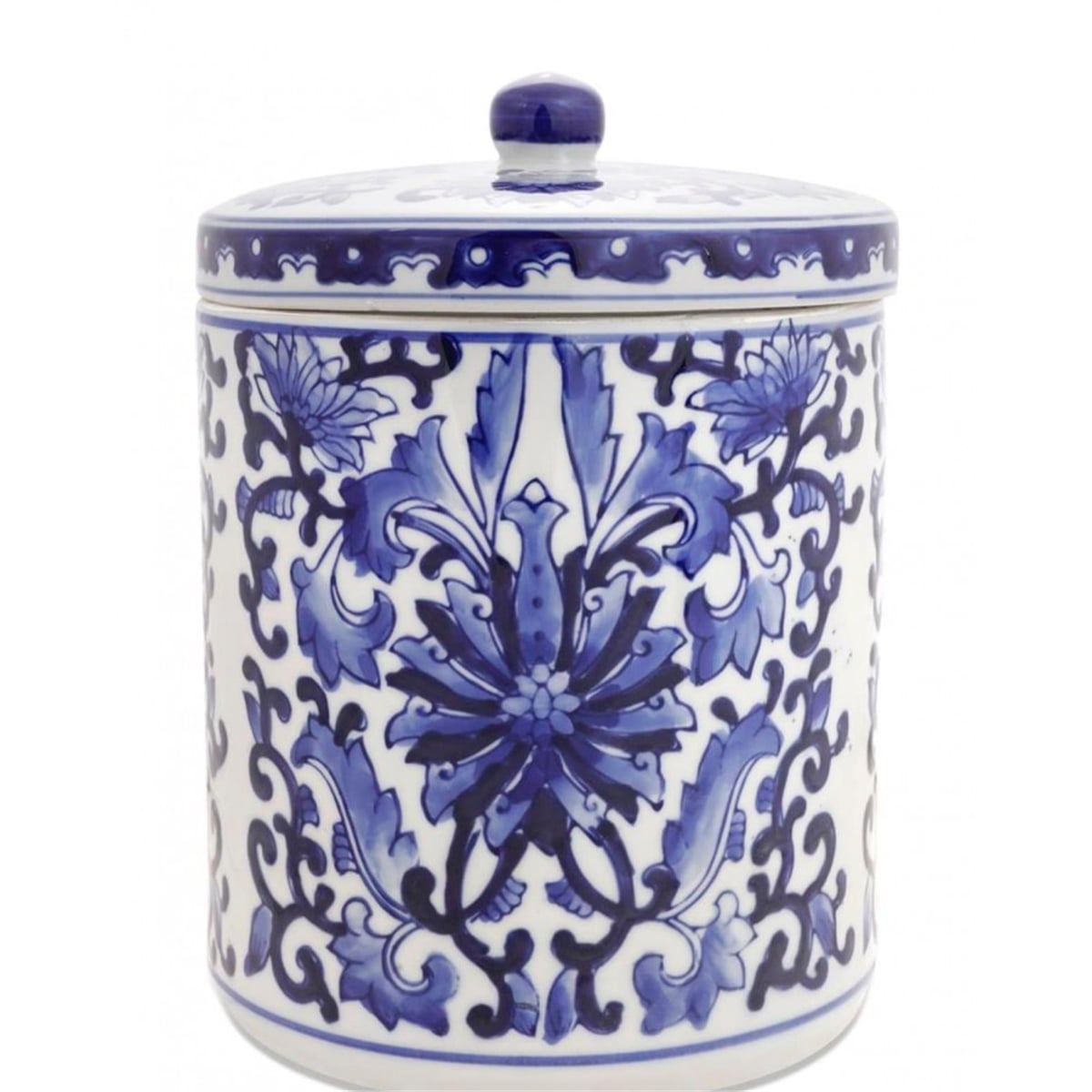 Fancy - Blue Blanc Porselen Kapaklı Vazo