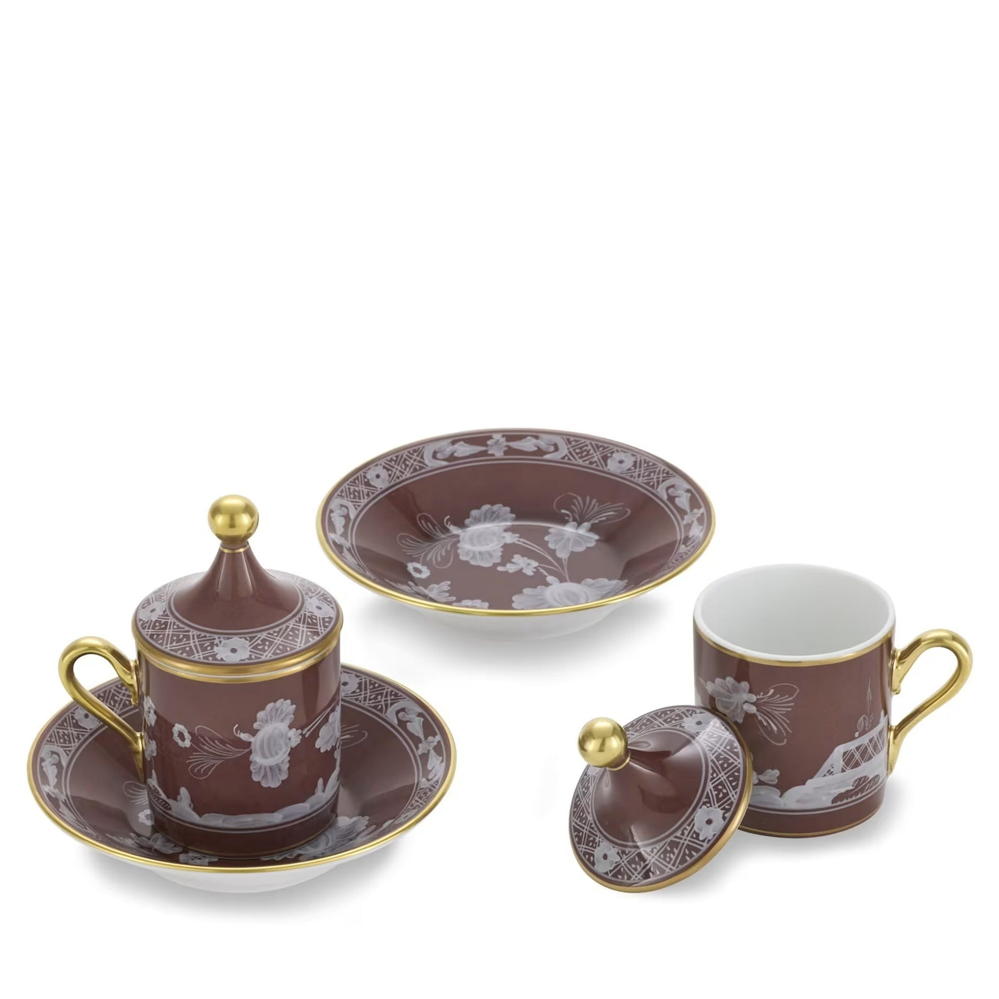 Ginori 1735 - Oriente Italiano Castagna 2'Li Kahve Fincanı Set