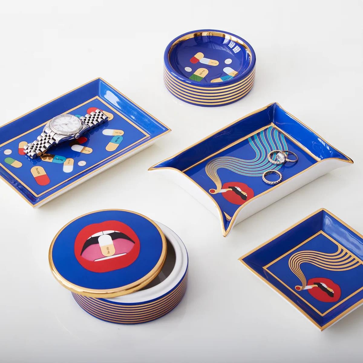 Jonathan Adler - Full Dose Dikdörtgen Mavi Tabak