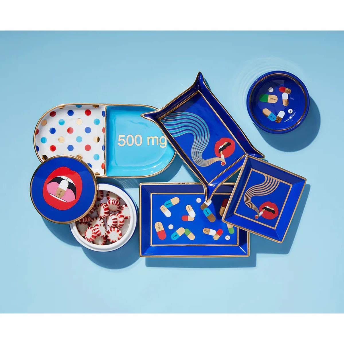 Jonathan Adler - Full Dose Kare Mavi Tabak