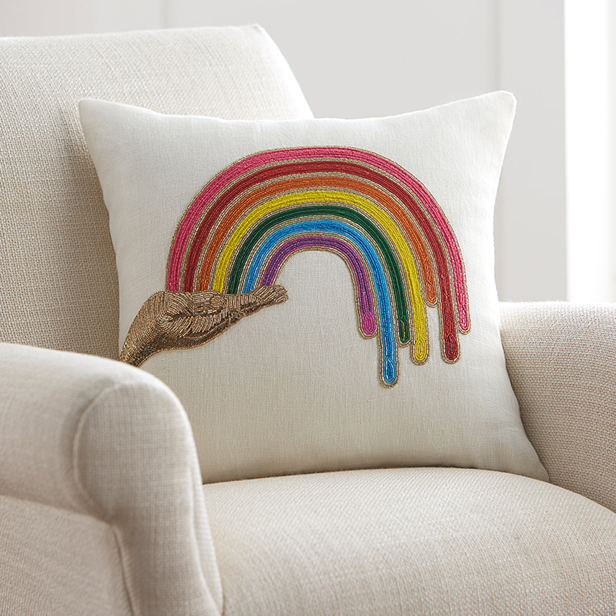 Jonathan Adler - Rainbow Hand Beaded Yastık
