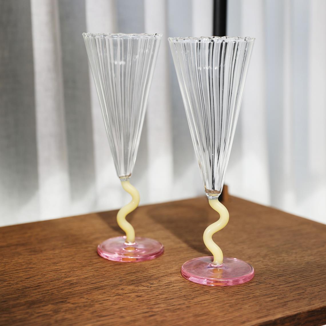 Klevering - Flute Curve Caramel 2'li Bardak Set