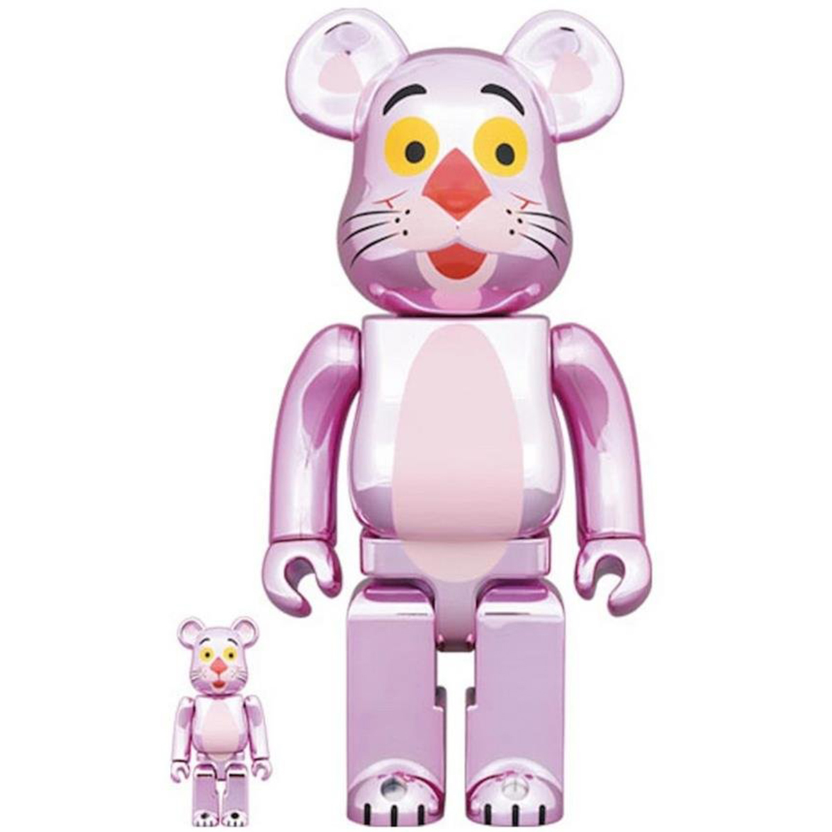 Medicom Toy - Be@rbrick Pink Panther Chrome Ver 100% & 400%