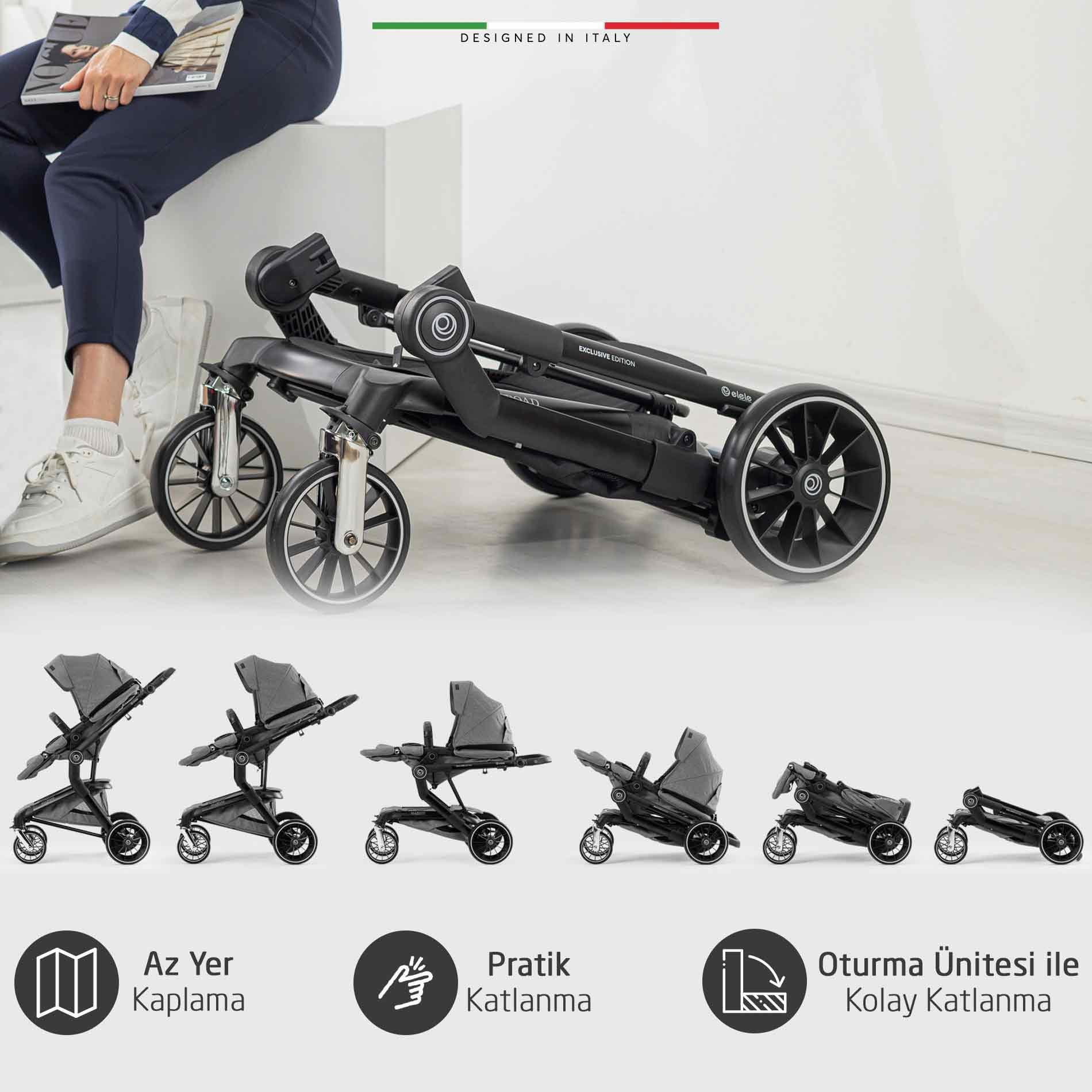 Elele Allroad 3 Travel Sistem Bebek Arabası Silver Gri