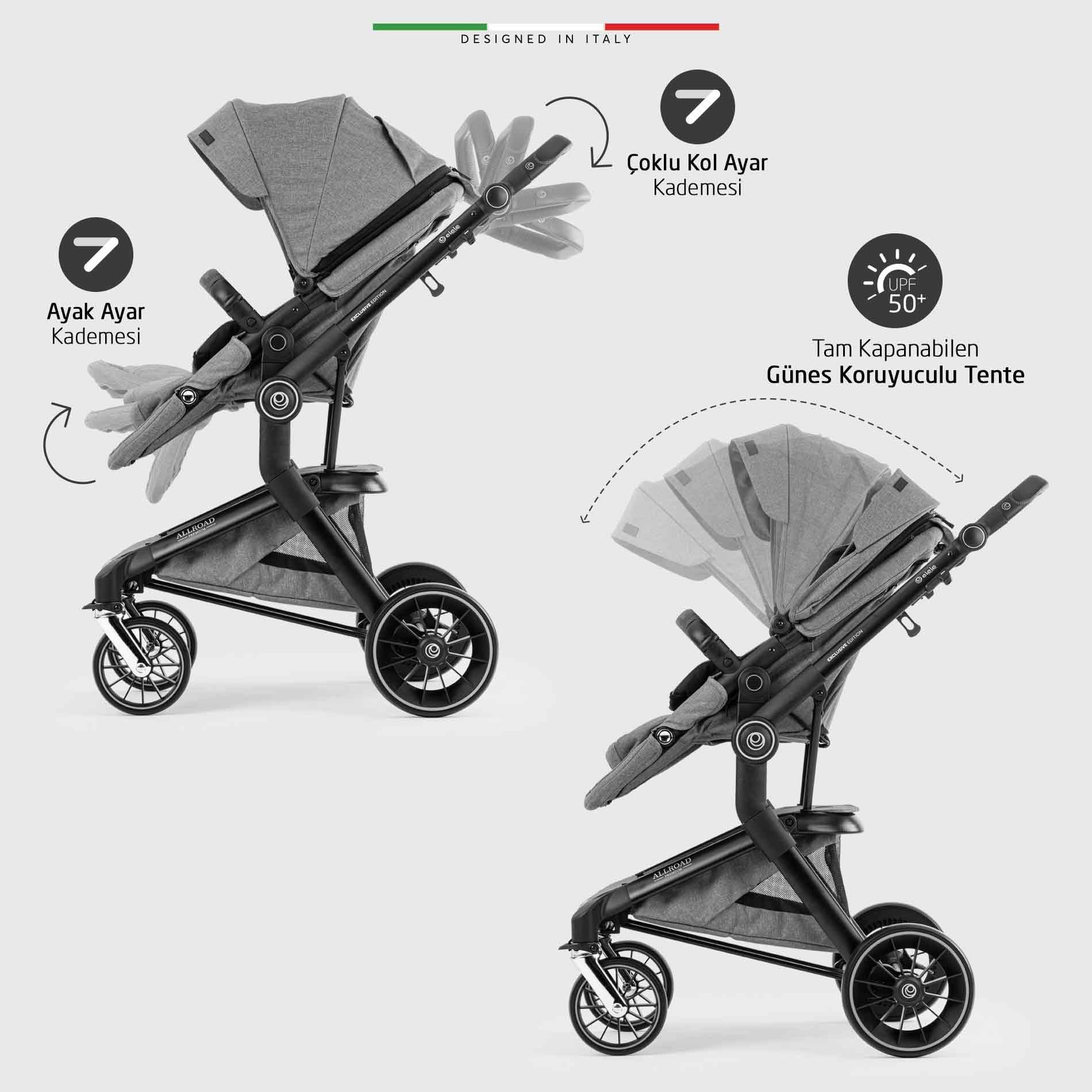 Elele Allroad 3 Travel Sistem Bebek Arabası Silver Gri