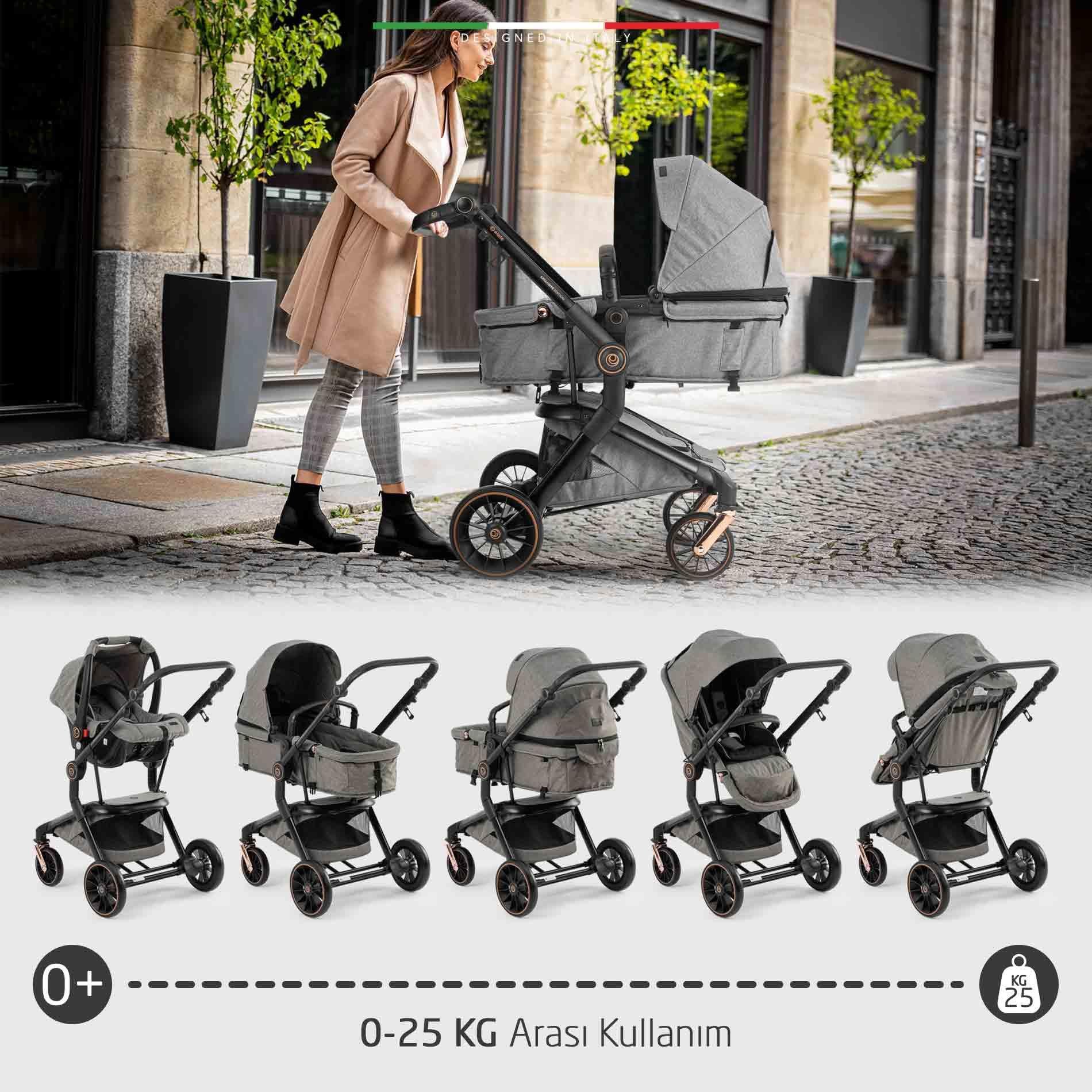 Elele Allroad 3 Travel Sistem Bebek Arabası Rose Gri