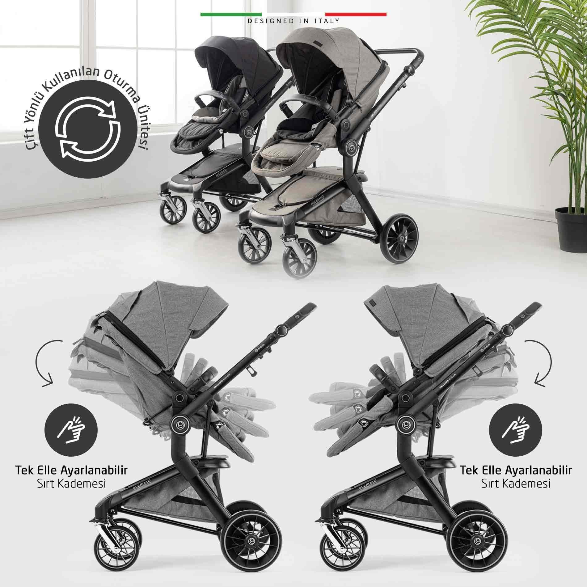 Elele Allroad 3 Travel Sistem Bebek Arabası Silver Gri