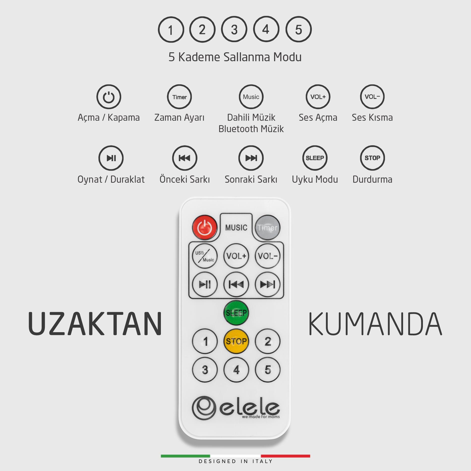 Elele Amore 2 Elektrikli Otomatik Sallanan Ana Kucağı Kademeli Yeşil