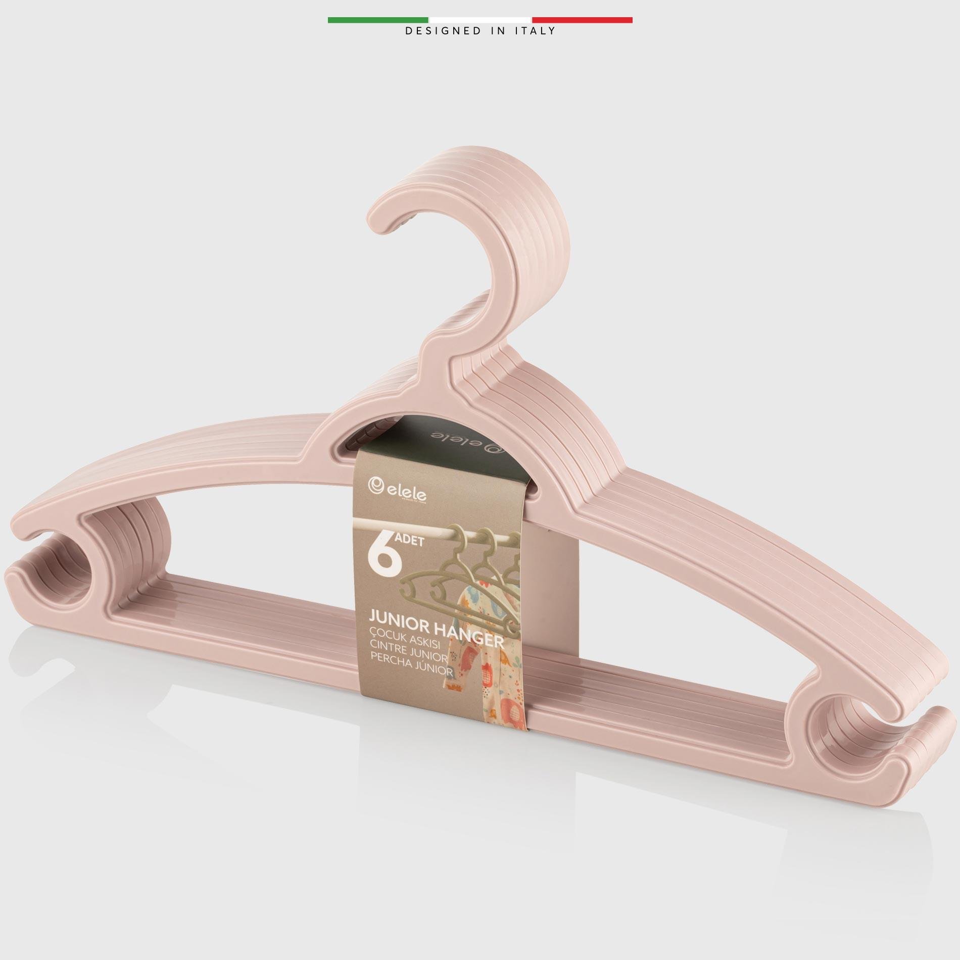 Elele Bebek Giysi Askısı Çocuk Elbise Askısı 6 Adet Pudra
