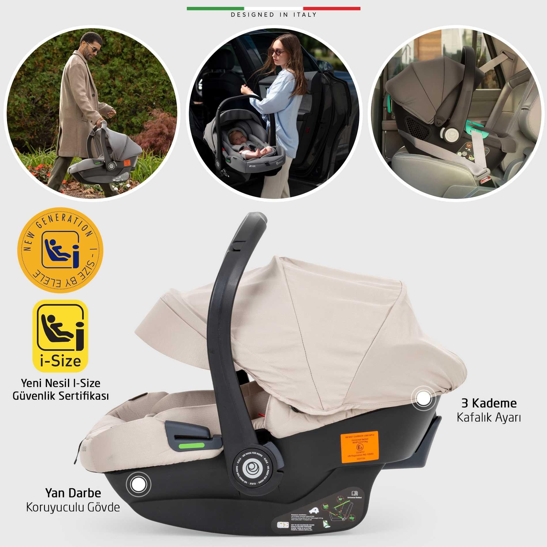 Elele Cabina Kabin Tipi Travel Sistem Bebek Arabası Bej