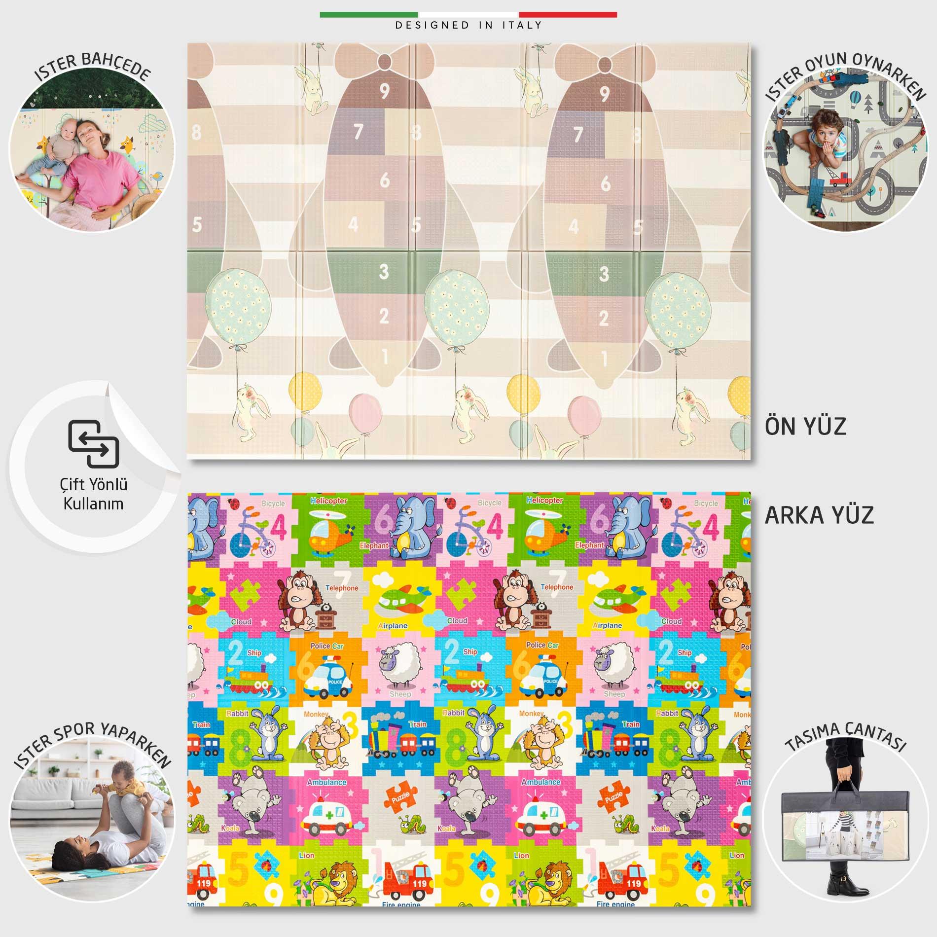 Elele Carla Katlanabilir Oyun Matı Oyun Halısı 180x200x1,5 Cm XFD315 Carla