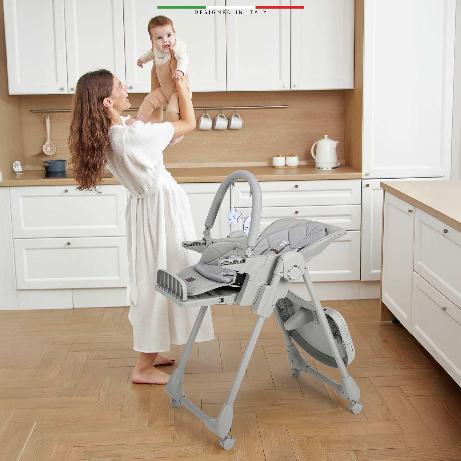 Elele Cibo 2in1 Katlanabilir Bebek Mama Sandalyesi Çift Pedli 0+ Ay Gri